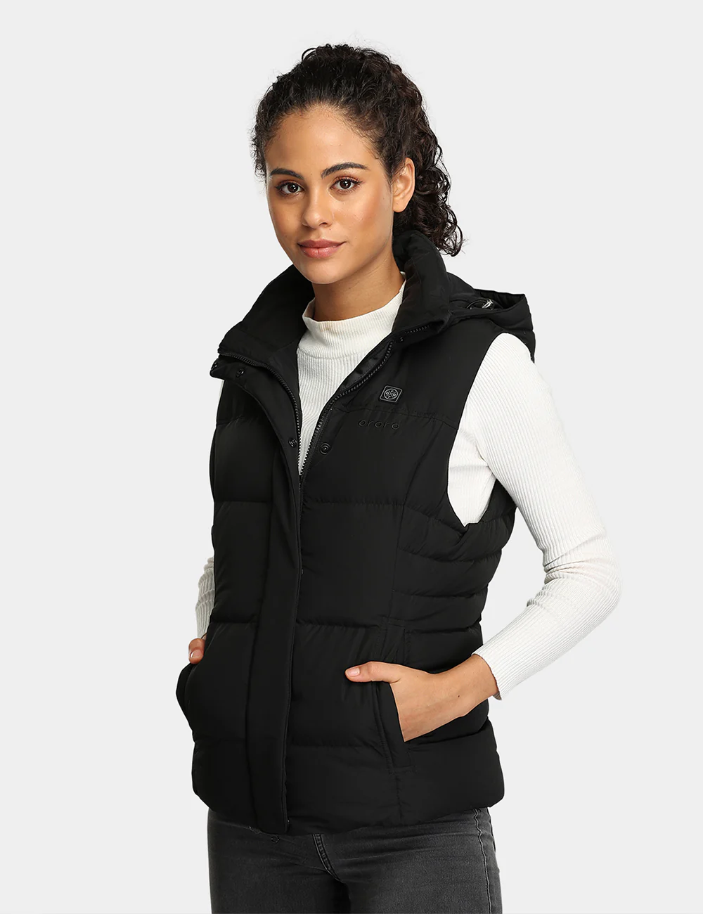 Women's Heated Down Vest - Black/Gray - XNAUWBI