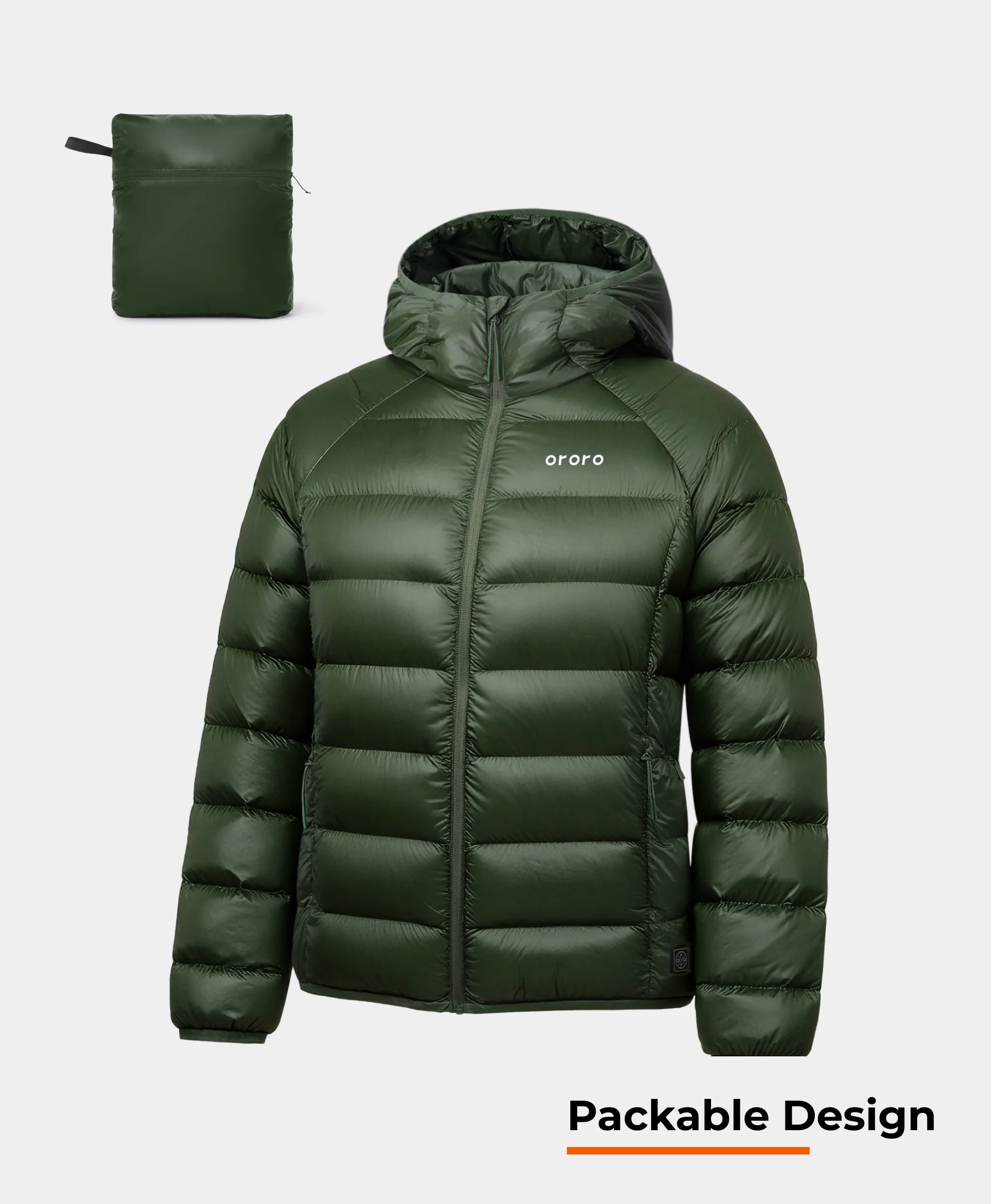 Aero Women's 4-Zone Packable Heated Down Jacket - XNAUWBI