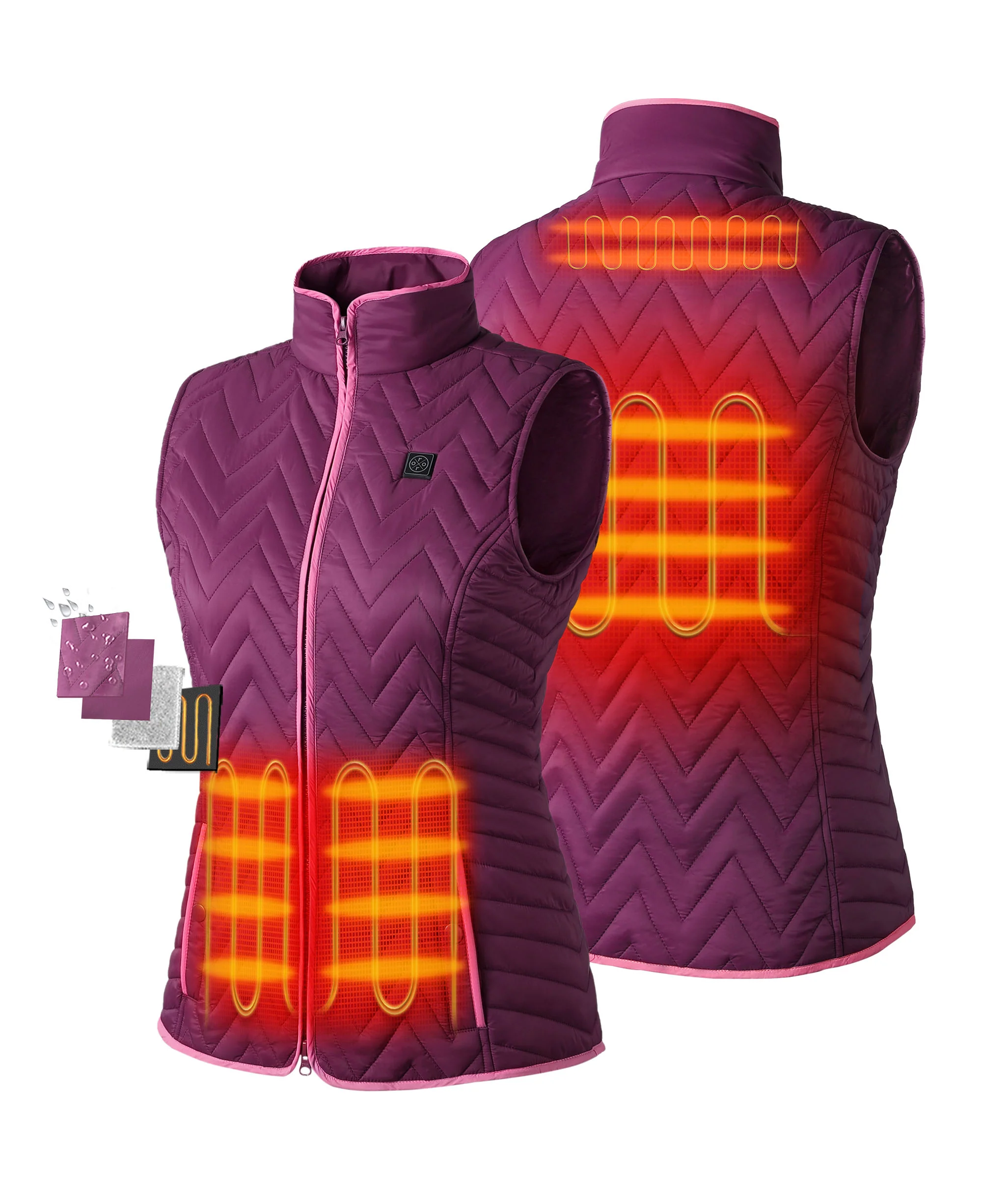 Women's Heated Chevron Quilted Vest - XNAUWBI