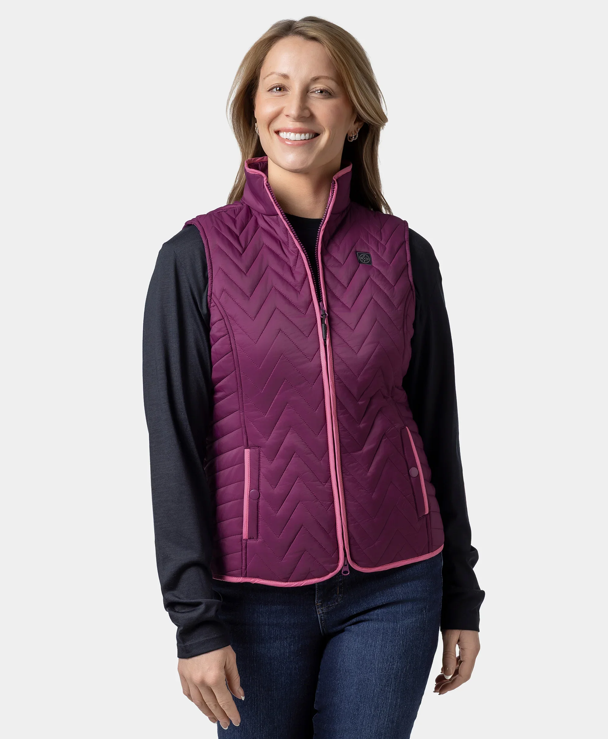 Women's Heated Chevron Quilted Vest - XNAUWBI