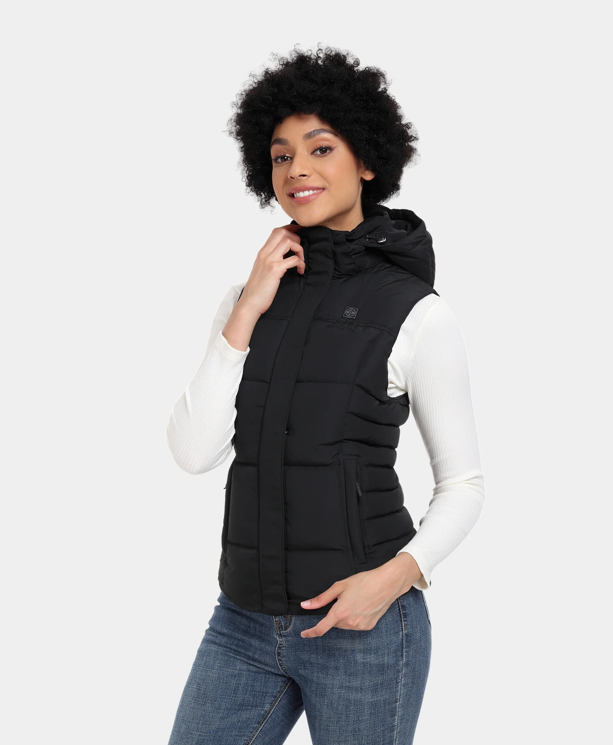Women's Heated Down Vest - Black/Gray - XNAUWBI