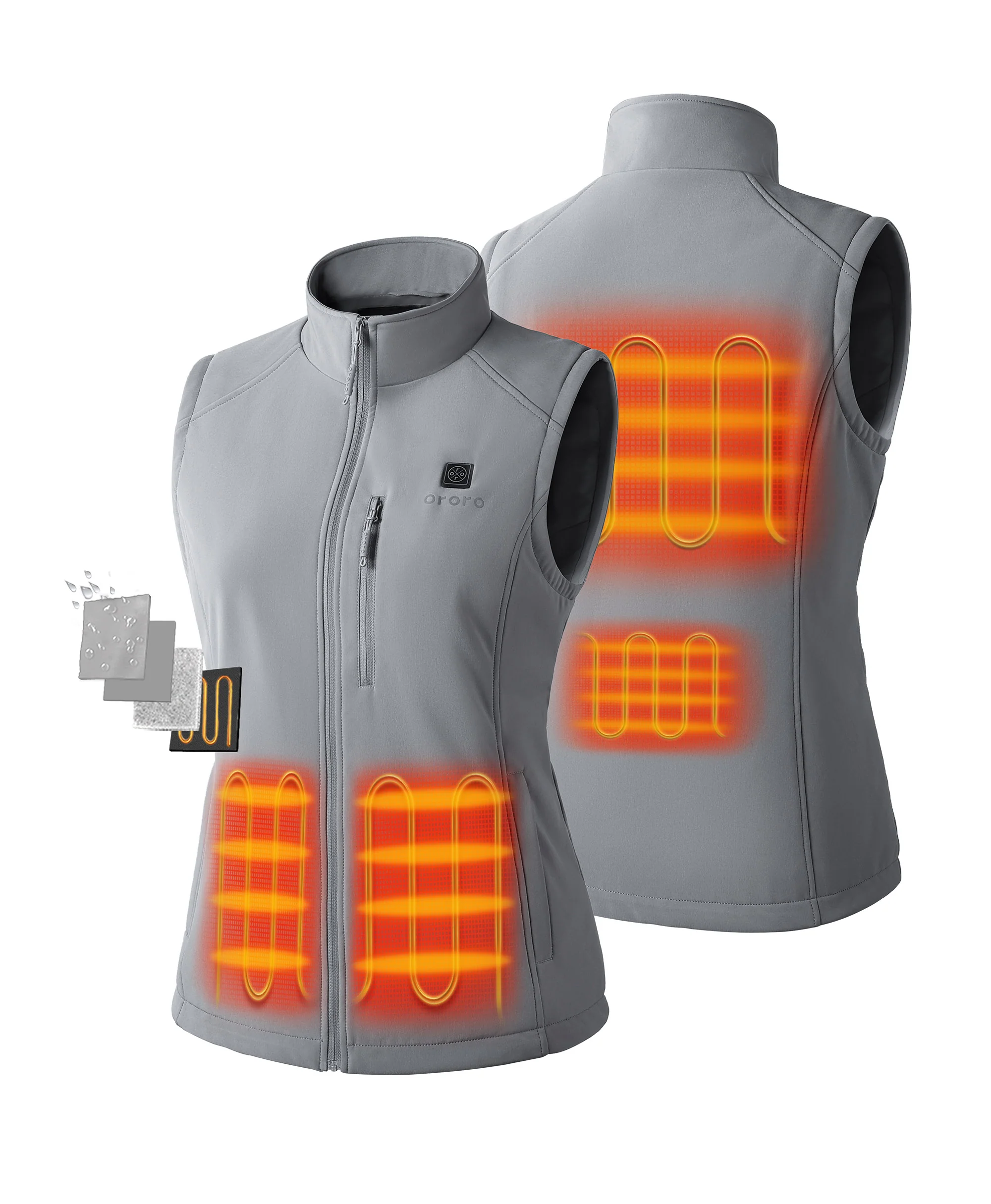 Women's Heated Softshell Vest - Lower Back Heating - XNAUWBI