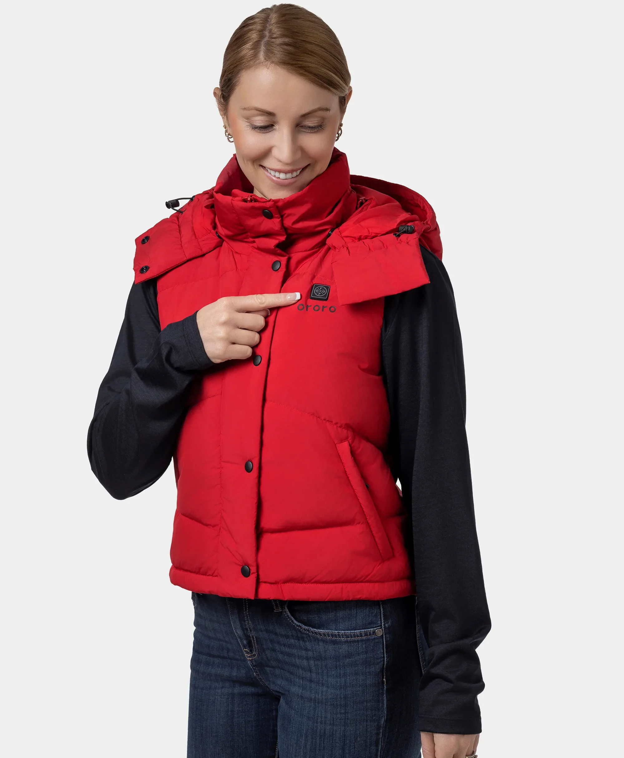Women's Heated Cropped Puffer Down Vest - XNAUWBI