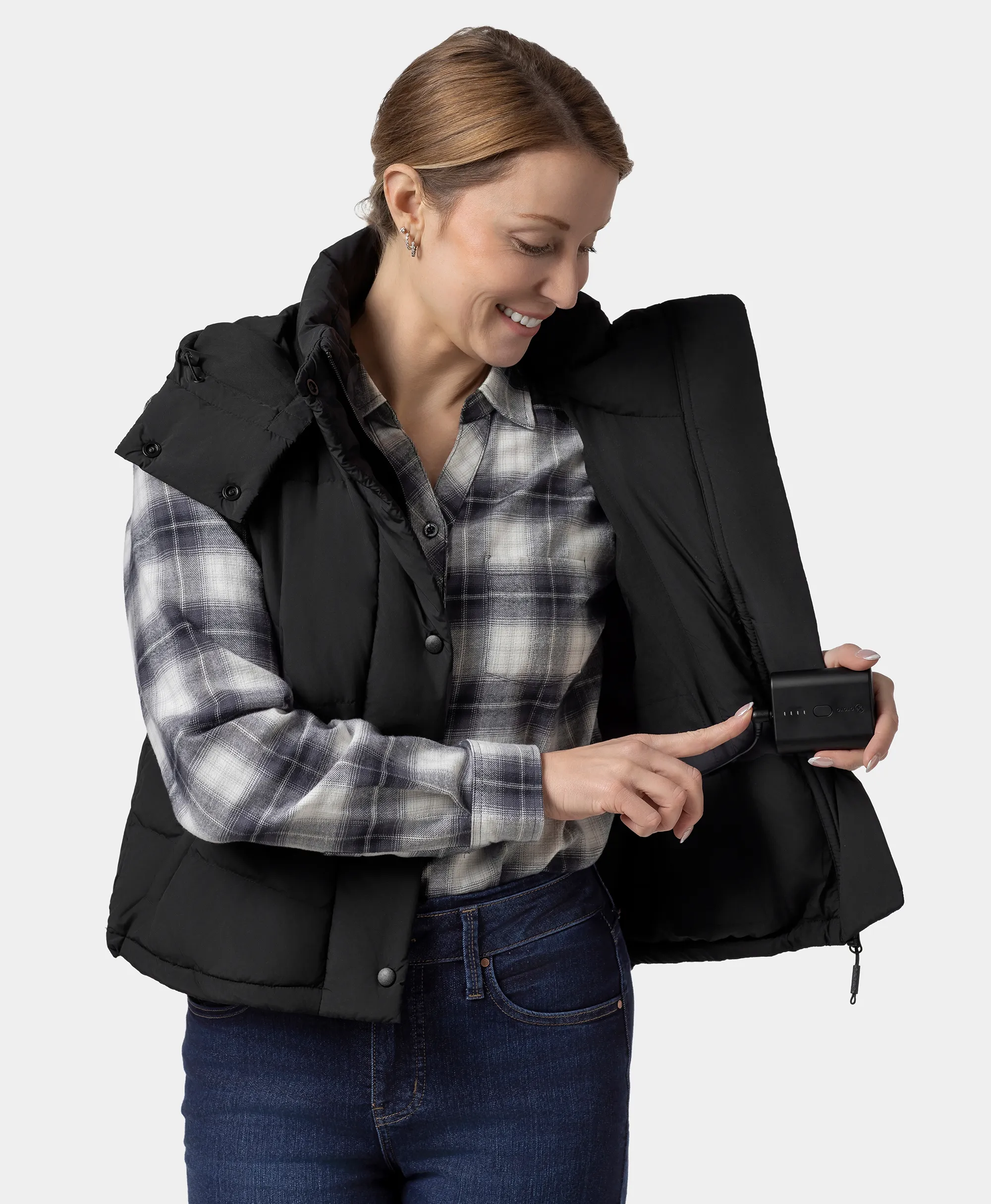 Women's Heated Cropped Puffer Down Vest - XNAUWBI