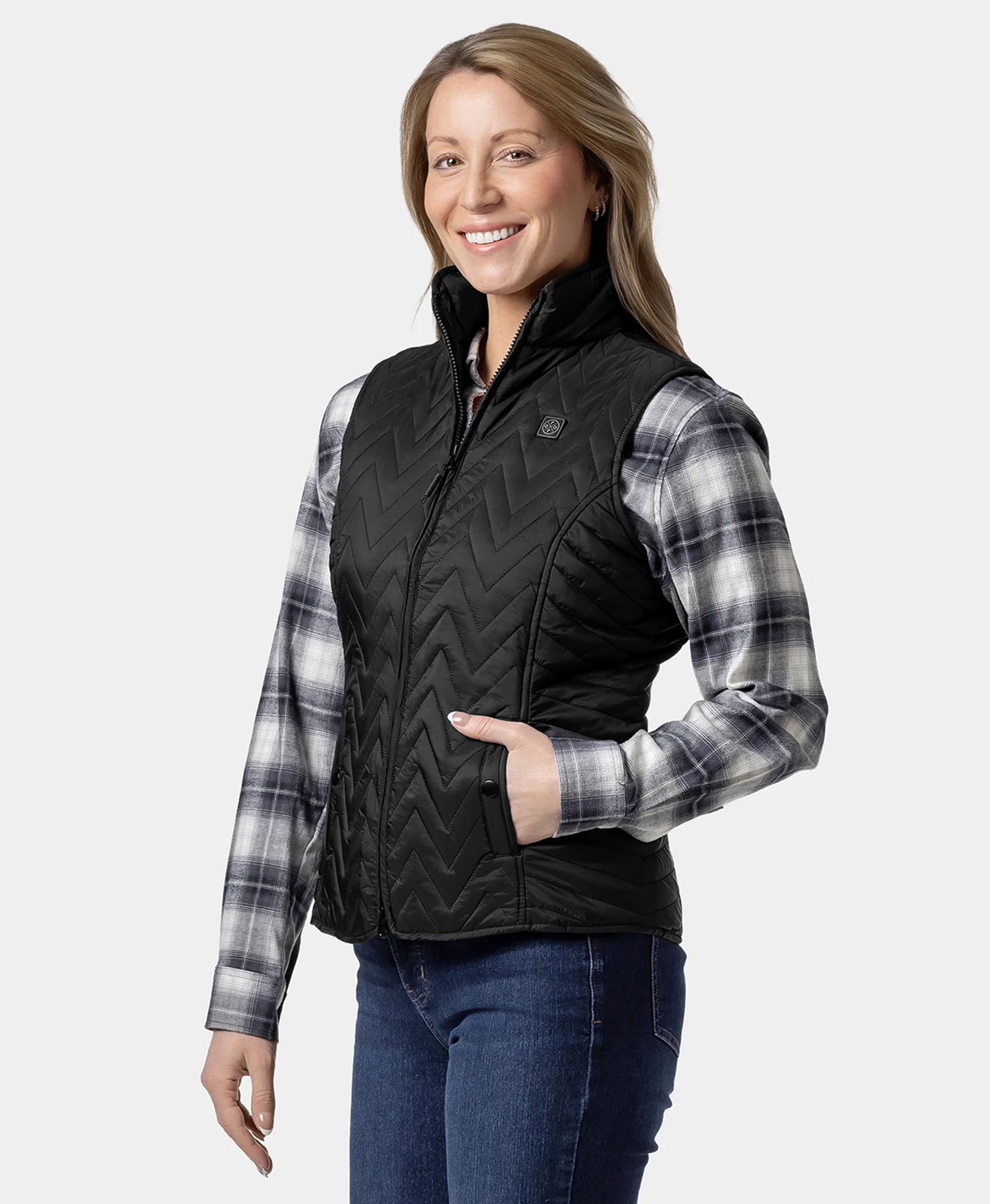 Women's Heated Chevron Quilted Vest - XNAUWBI