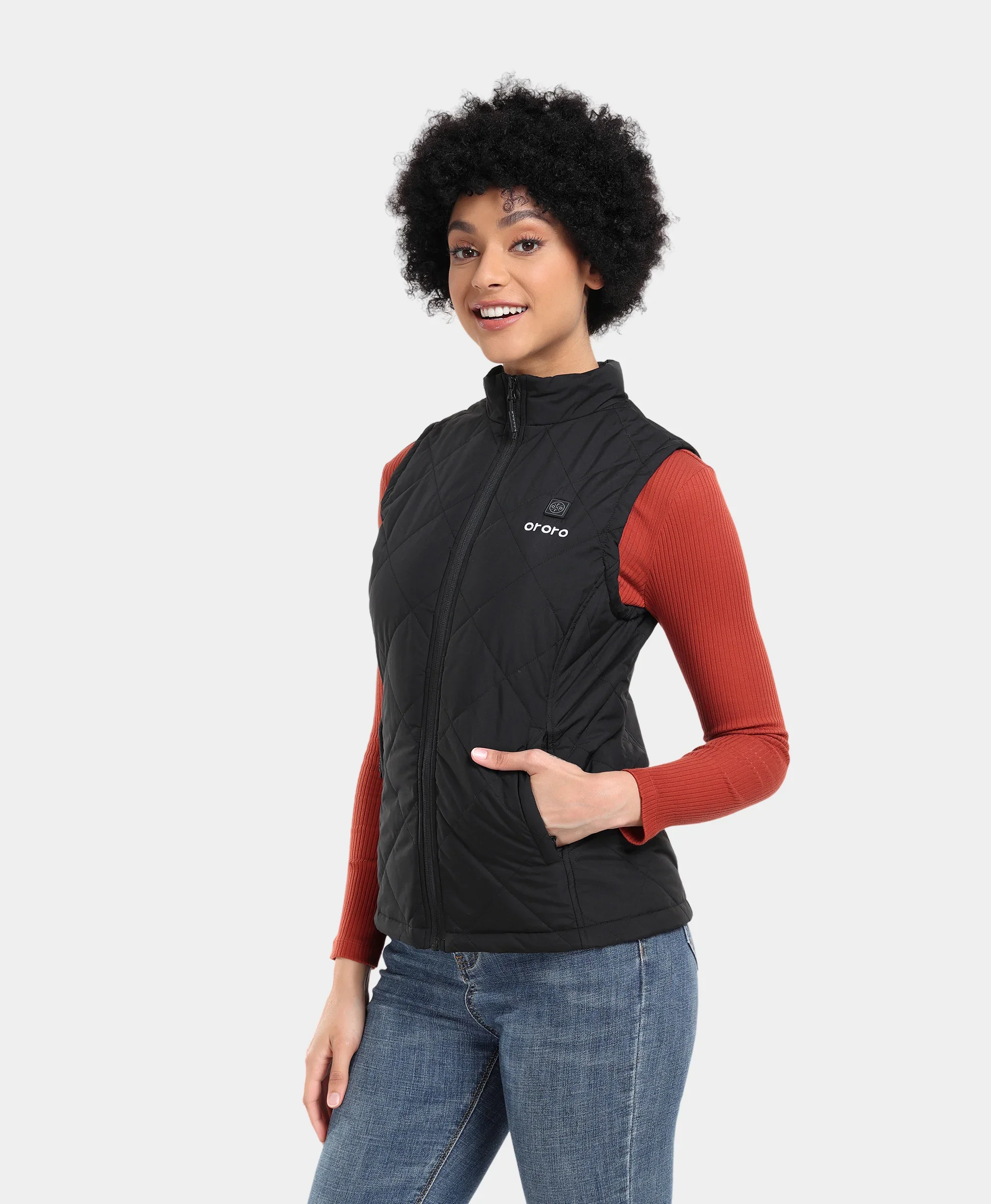 Women's Heated Quilted Vest - Black - XNAUWBI