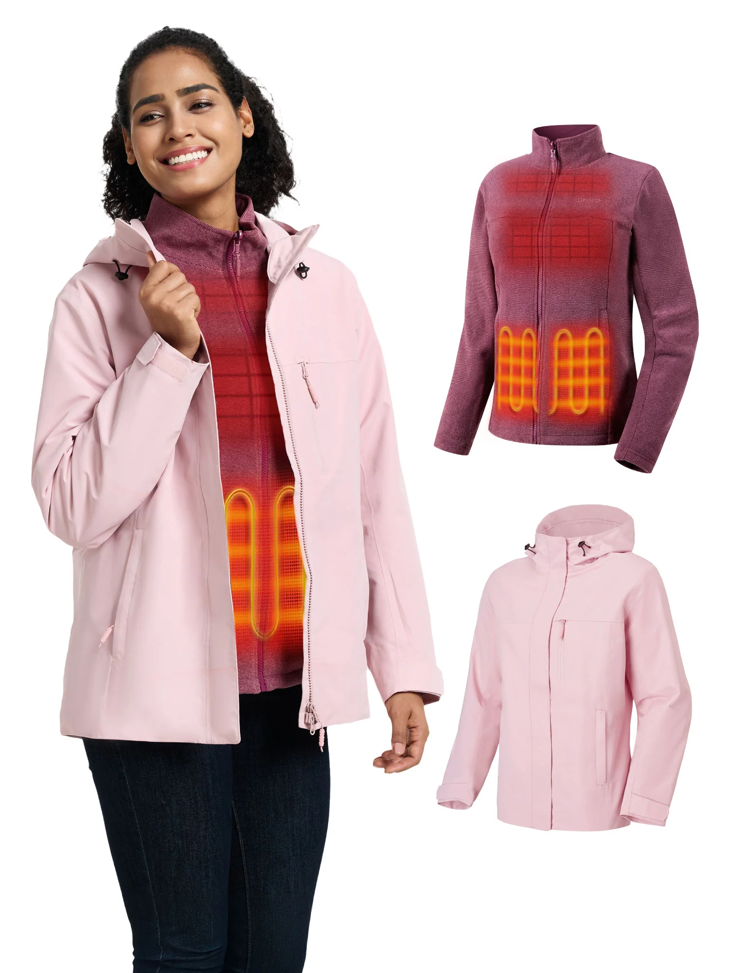 River Ridge Women's 3-in-1 Heated Jacket with Fleece Liner - XNAUWBI