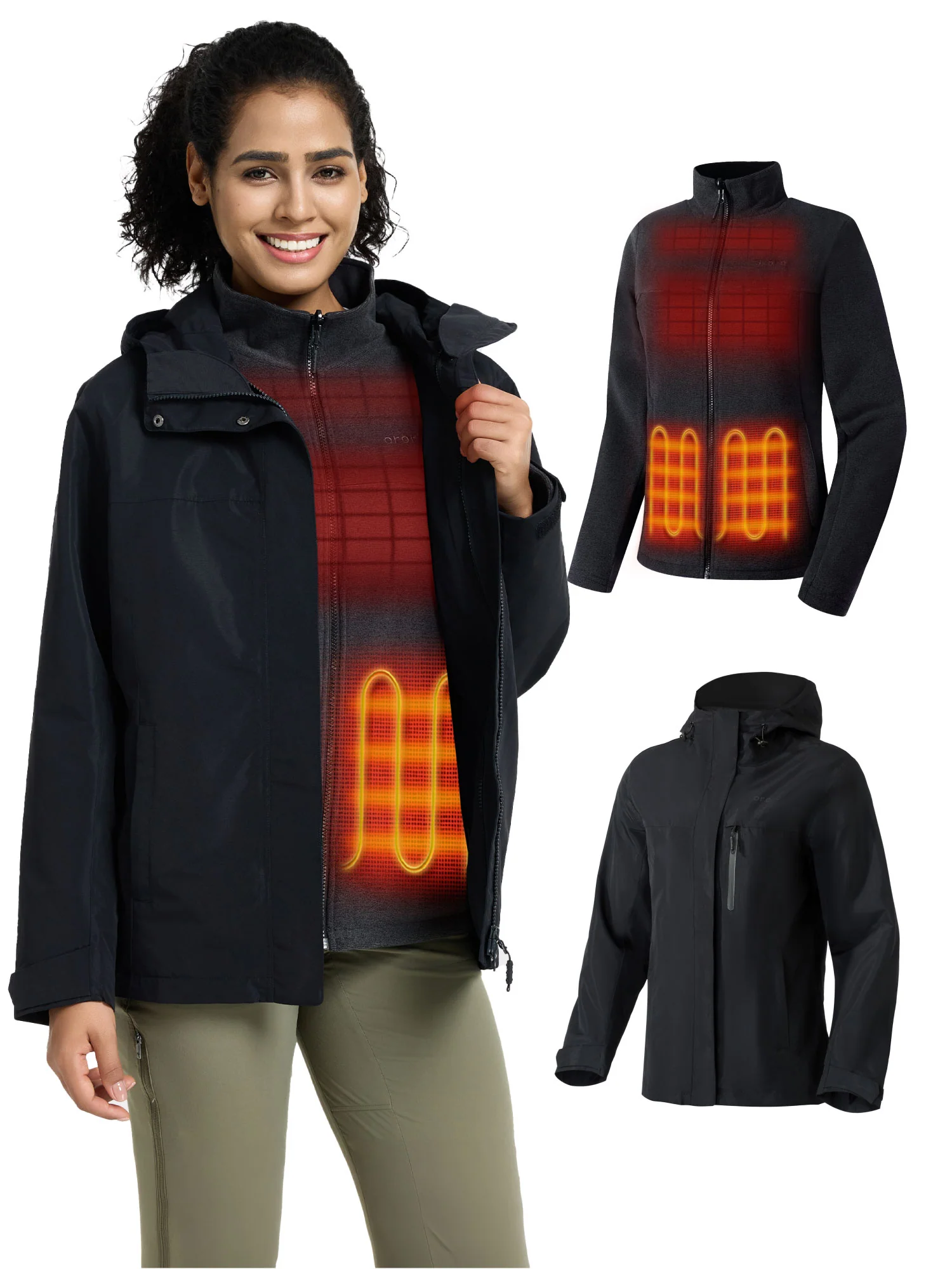 River Ridge Women's 3-in-1 Heated Jacket with Fleece Liner - XNAUWBI