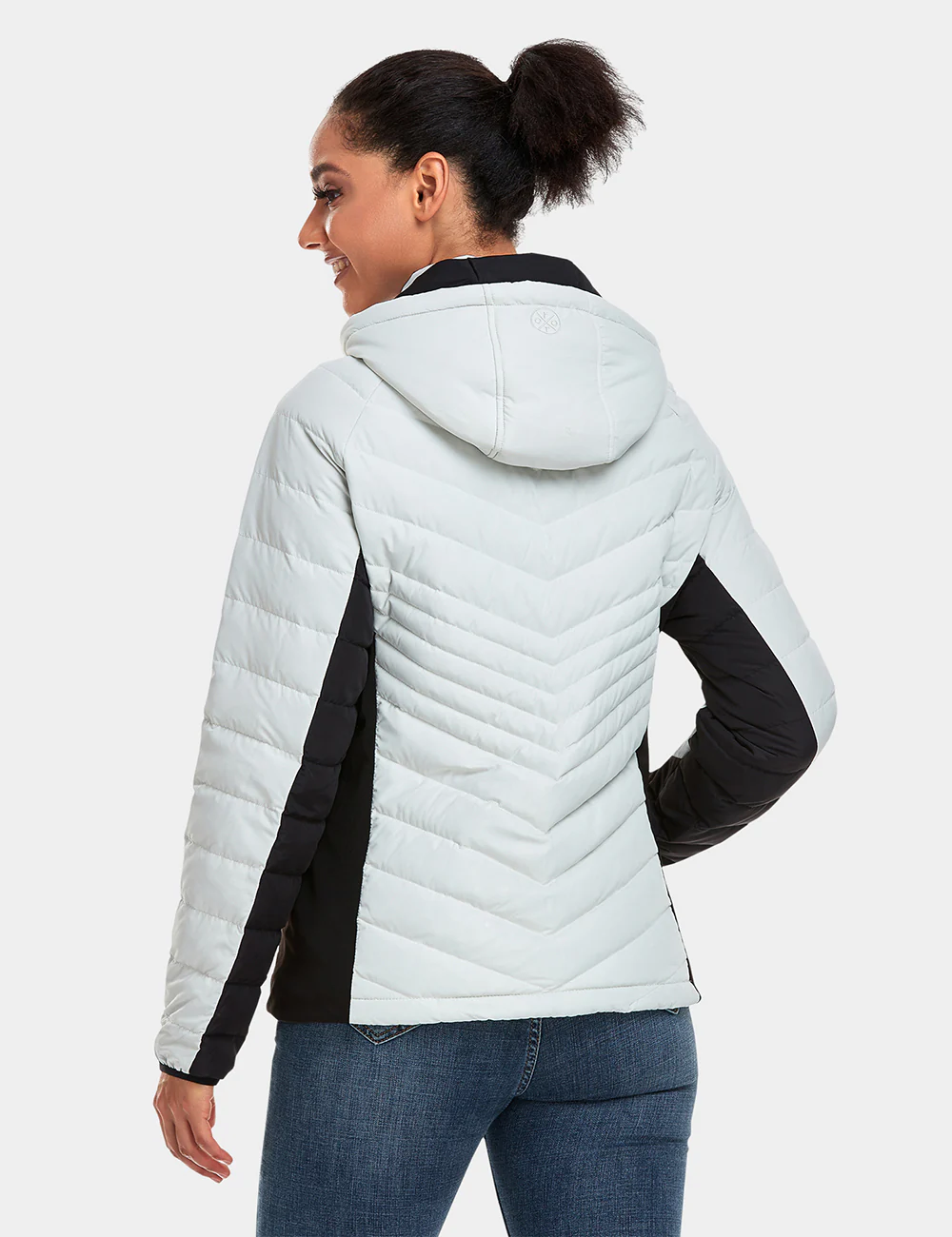 Cloudland Women's Heated Down Jacket - White/Black - XNAUWBI