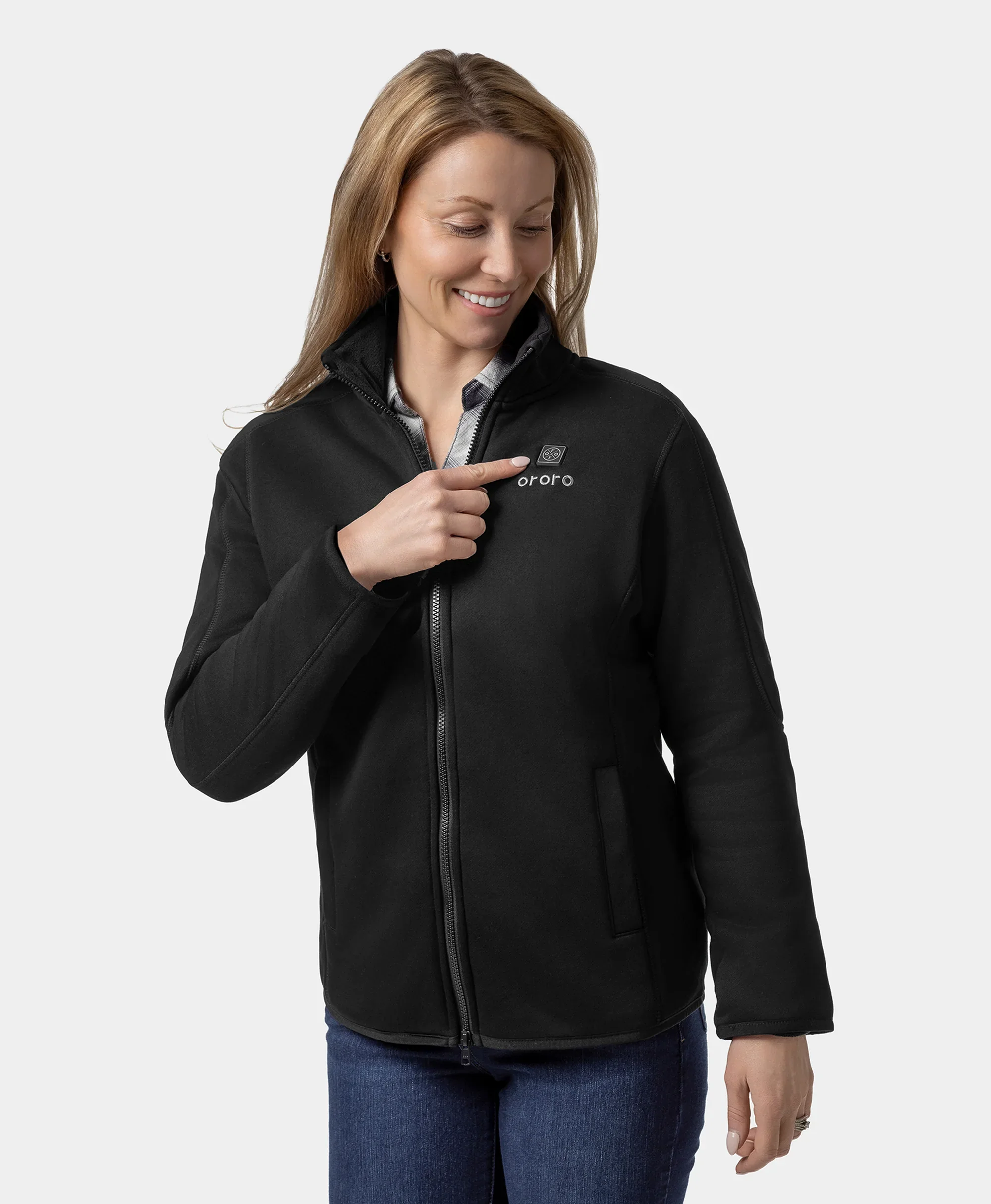 Florence Women's Heated Fleece Jacket - Black - XNAUWBI