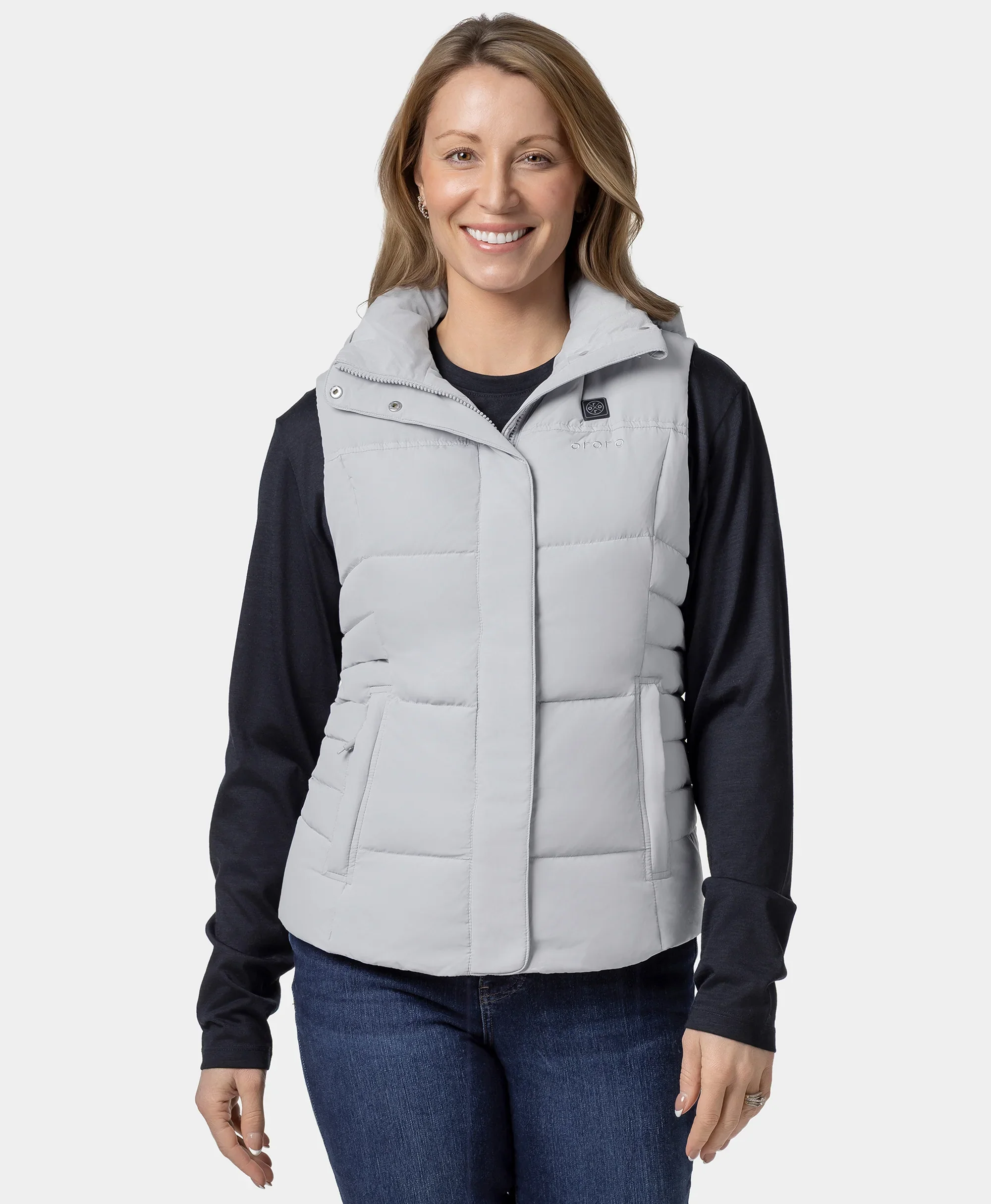 Women's Heated Down Vest - Black/Gray - XNAUWBI
