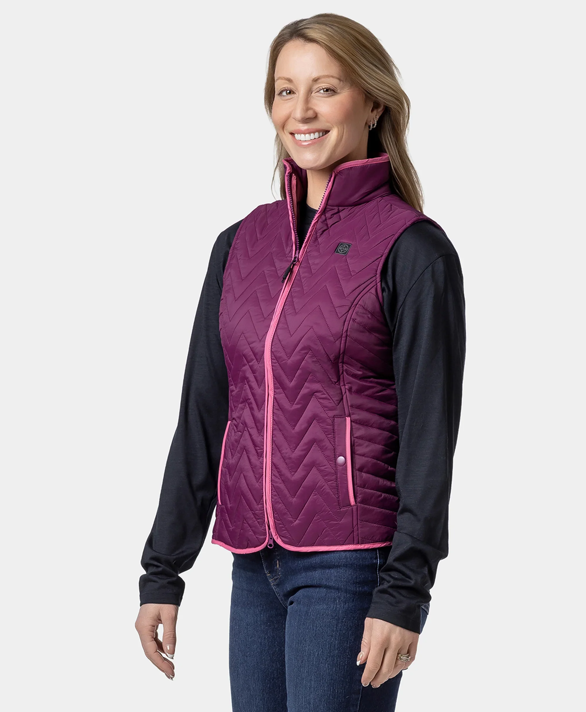 Women's Heated Chevron Quilted Vest - XNAUWBI