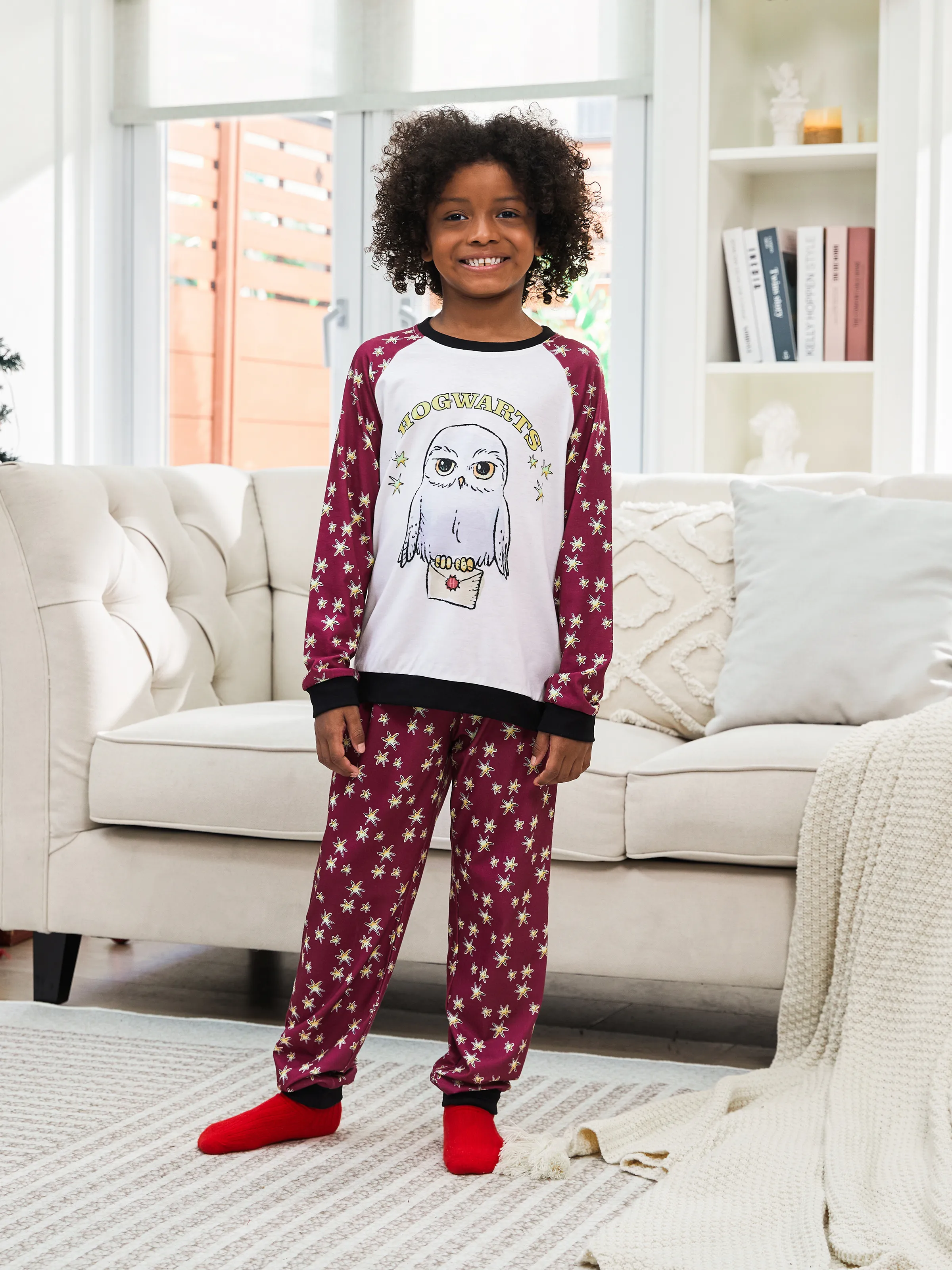 Harry Potter Christmas Family Matching Hedwig Print Pajamas Sets with Christmas Socks - XNAUWBI