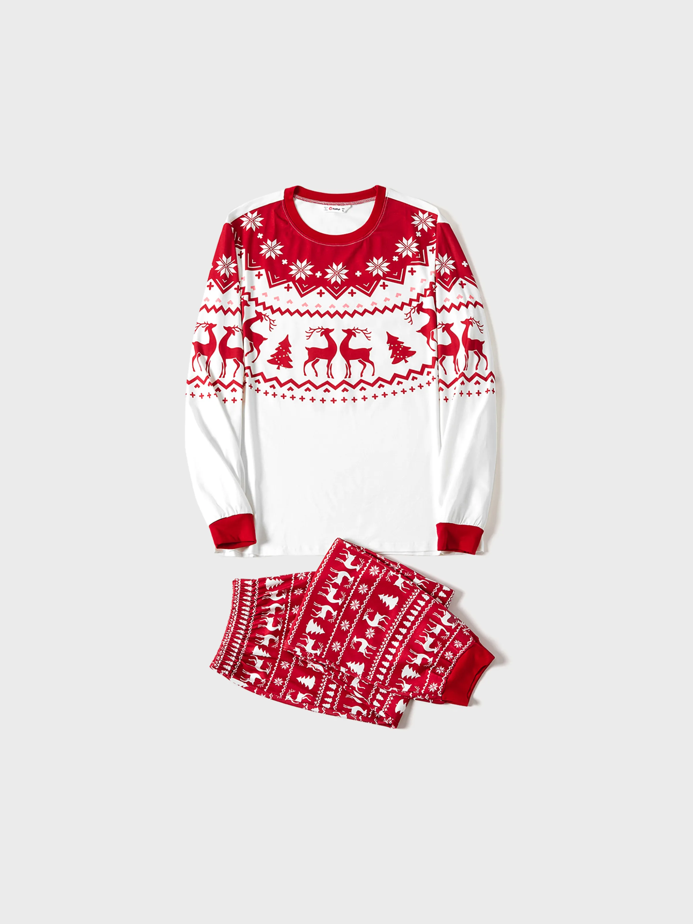 Christmas Reindeer and Snowflake Print Family Matching Pajamas Sets with Christmas Socks Red - XNAUWBI