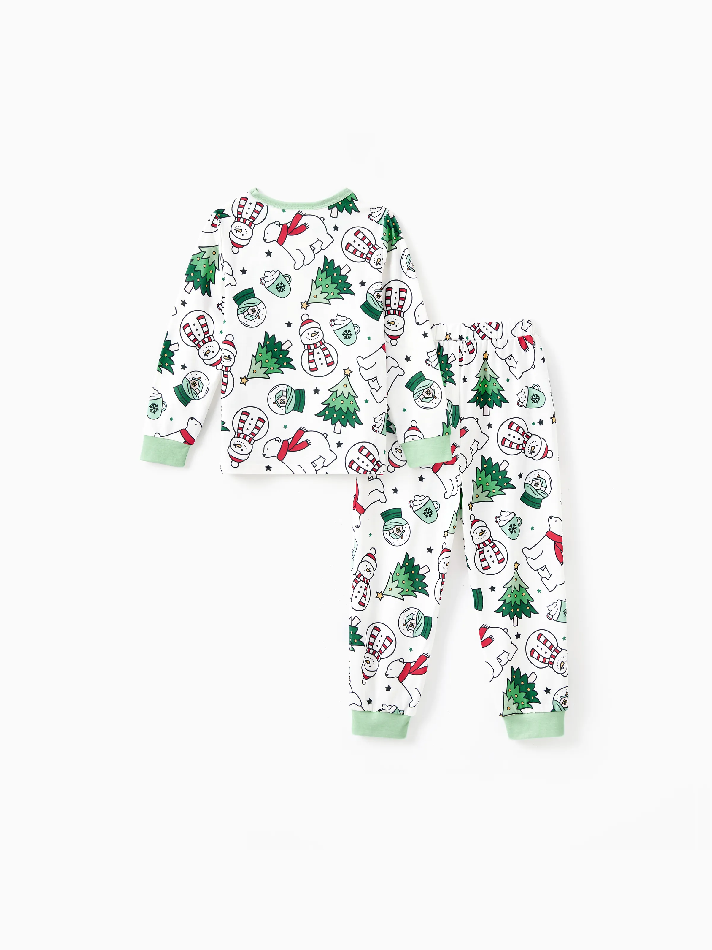 Christmas Family Matching Long Sleeves Very Merry Green Tops Allover Pattern Pants Pajamas Sets with Christmas Socks MediumSpringGreen - XNAUWBI