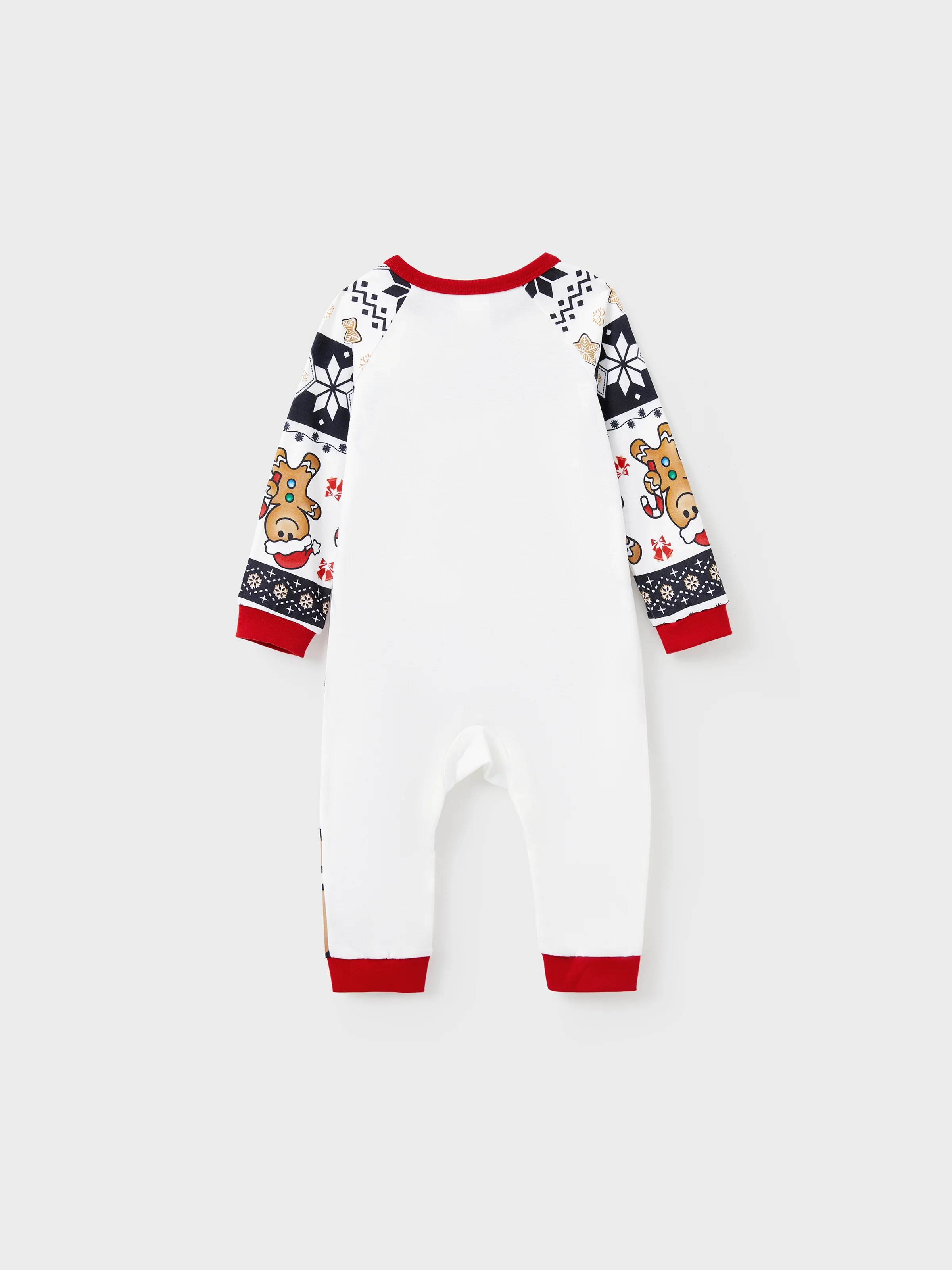 Christmas Family Matching Raglan Sleeves Gingerbread Man Pajamas Sets with Drawstring and Pockets with Christmas Socks red/black - XNAUWBI