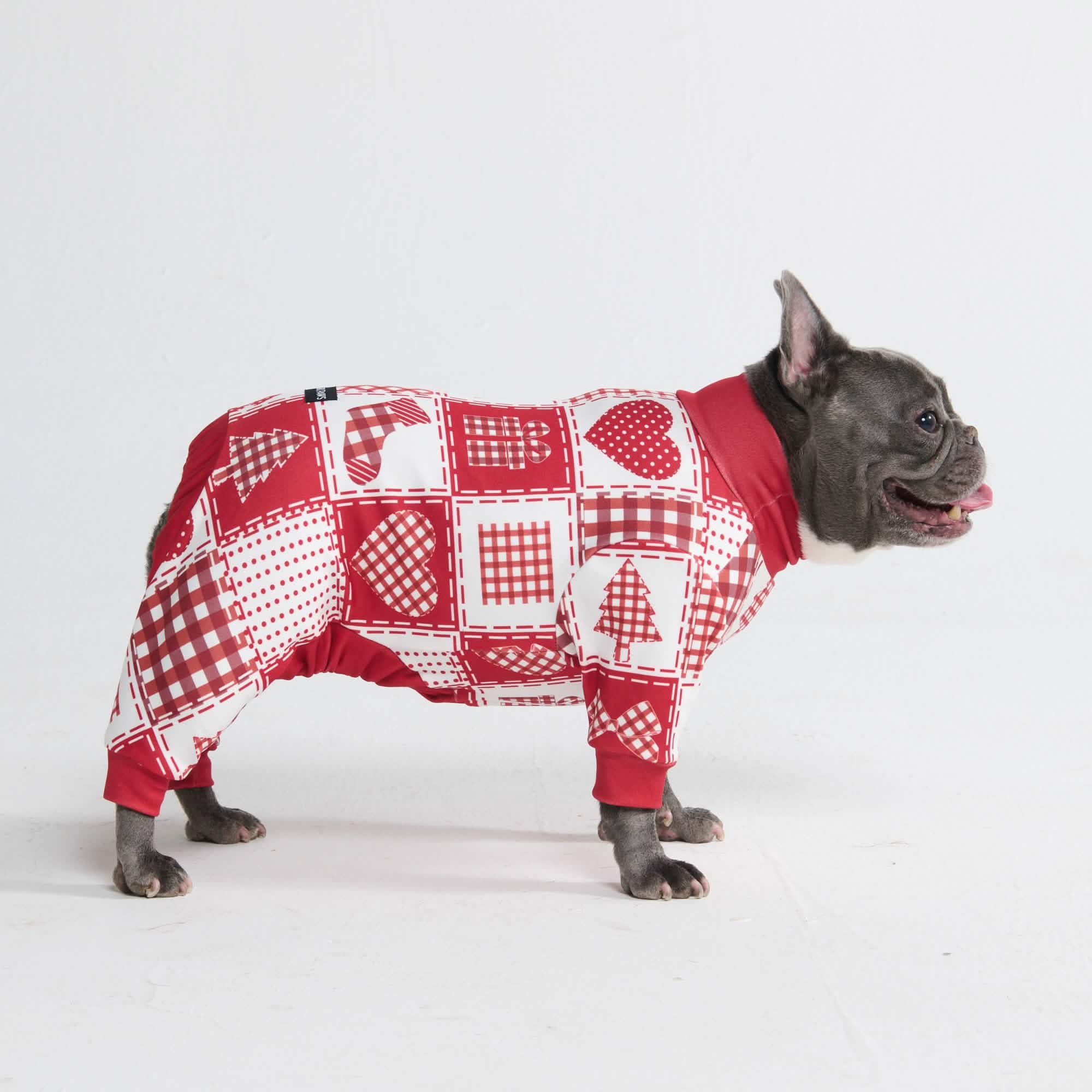 Dog Christmas Pajama - Festive Patchwork - XNAUWBI