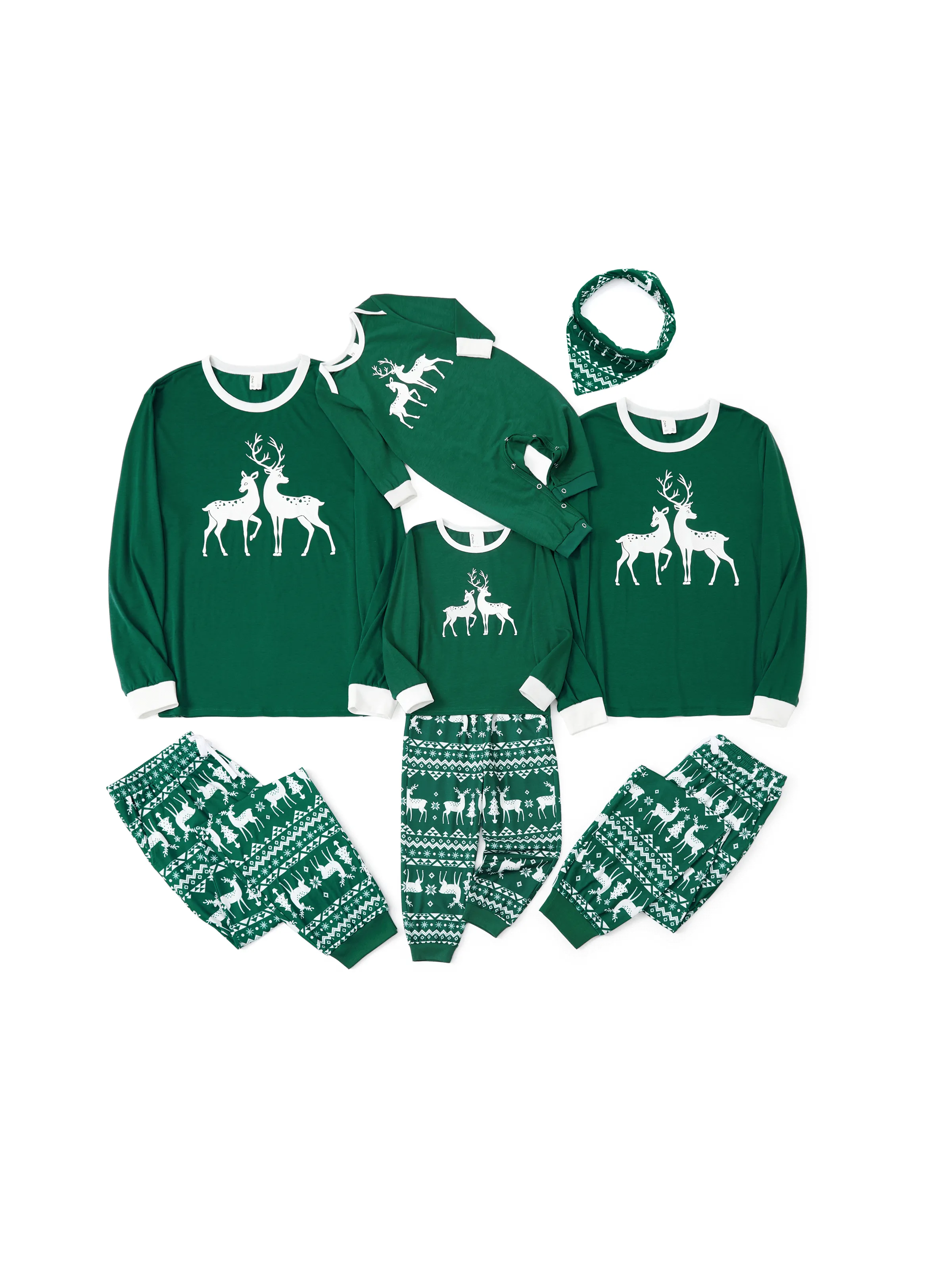 Christmas Family Matching Glow in the Dark Reindeer Tops Allover Pattern Pants Pajamas Sets with Christmas Socks blackishgreen - XNAUWBI