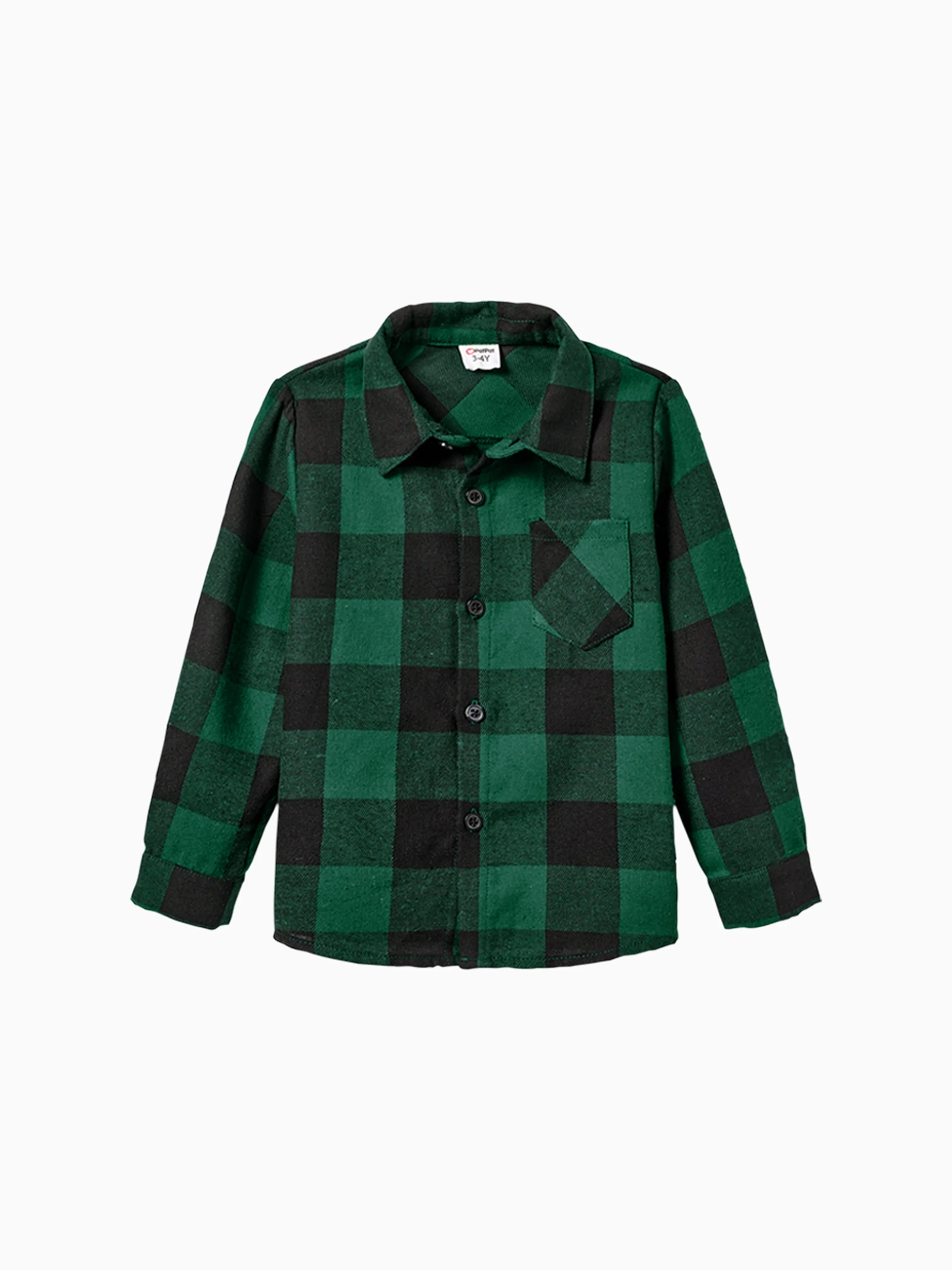 Family Matching Sets Green Plaid Long Sleeves Shirt or Tulle Mesh Dress DarkGreen - XNAUWBI