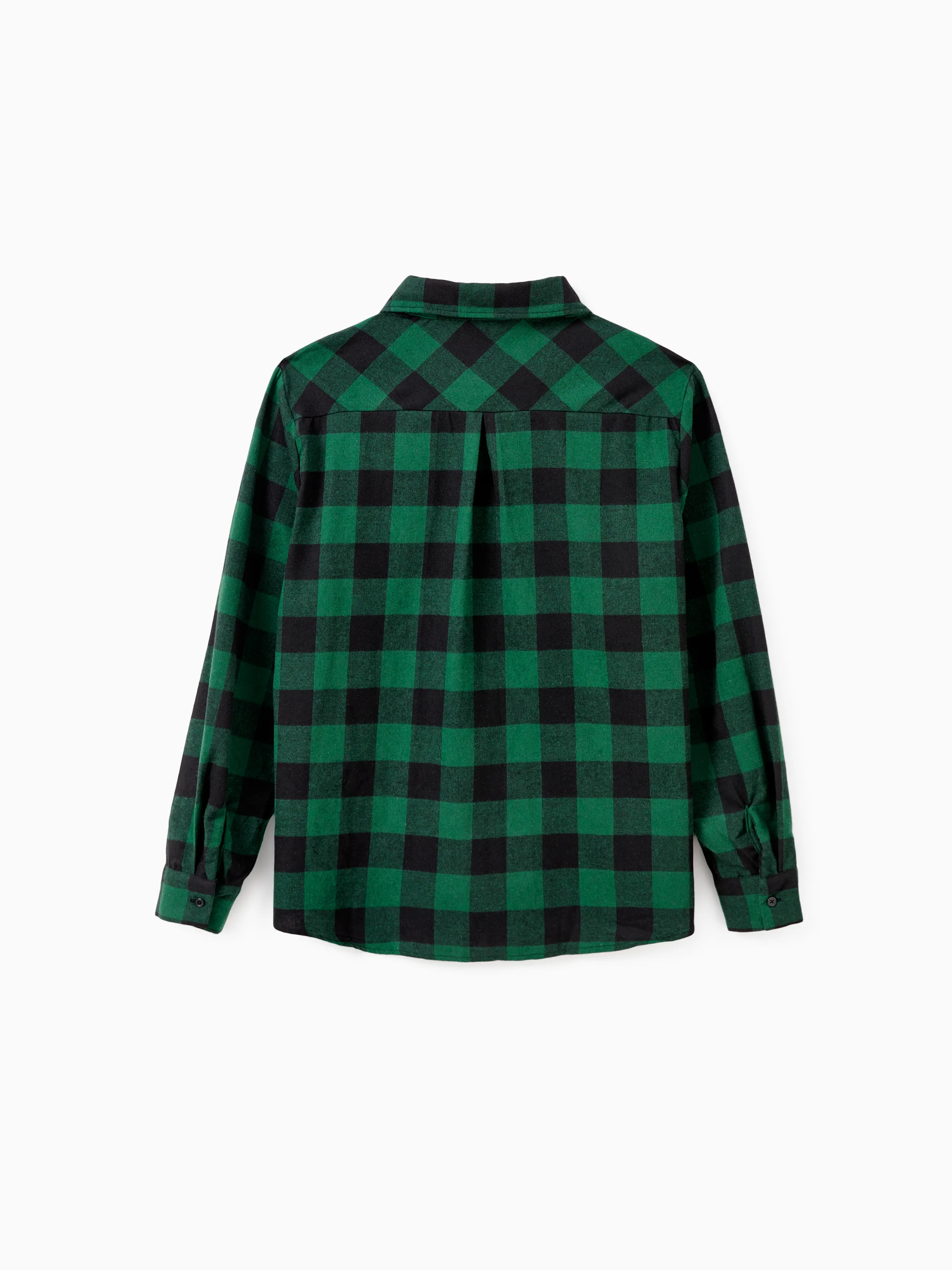 Family Matching Sets Green Plaid Long Sleeves Shirt or Tulle Mesh Dress DarkGreen - XNAUWBI