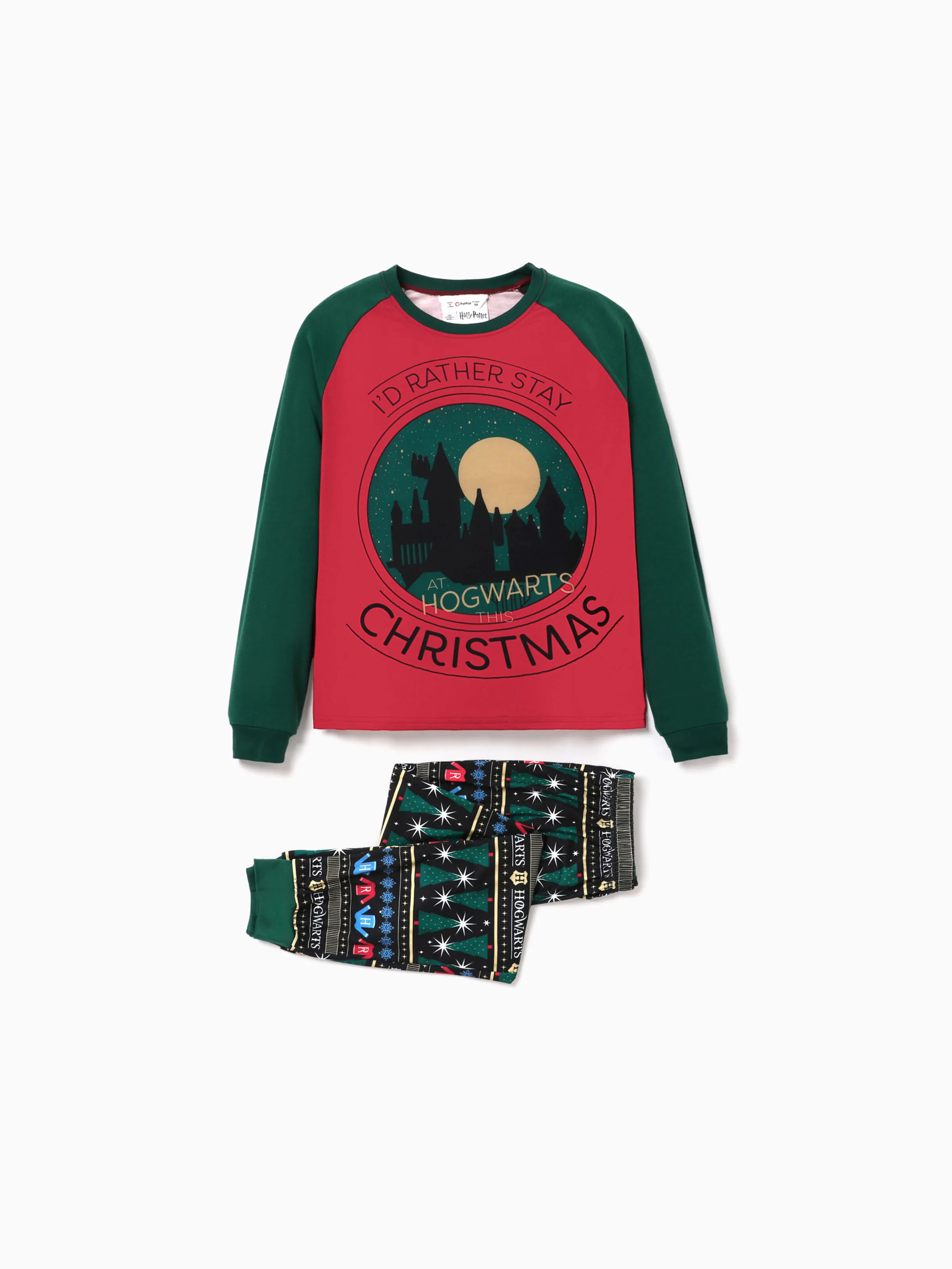 Harry Potter Family Matching Christmas Hogwarts Graphic Pajamas Sets with Christmas Socks - XNAUWBI