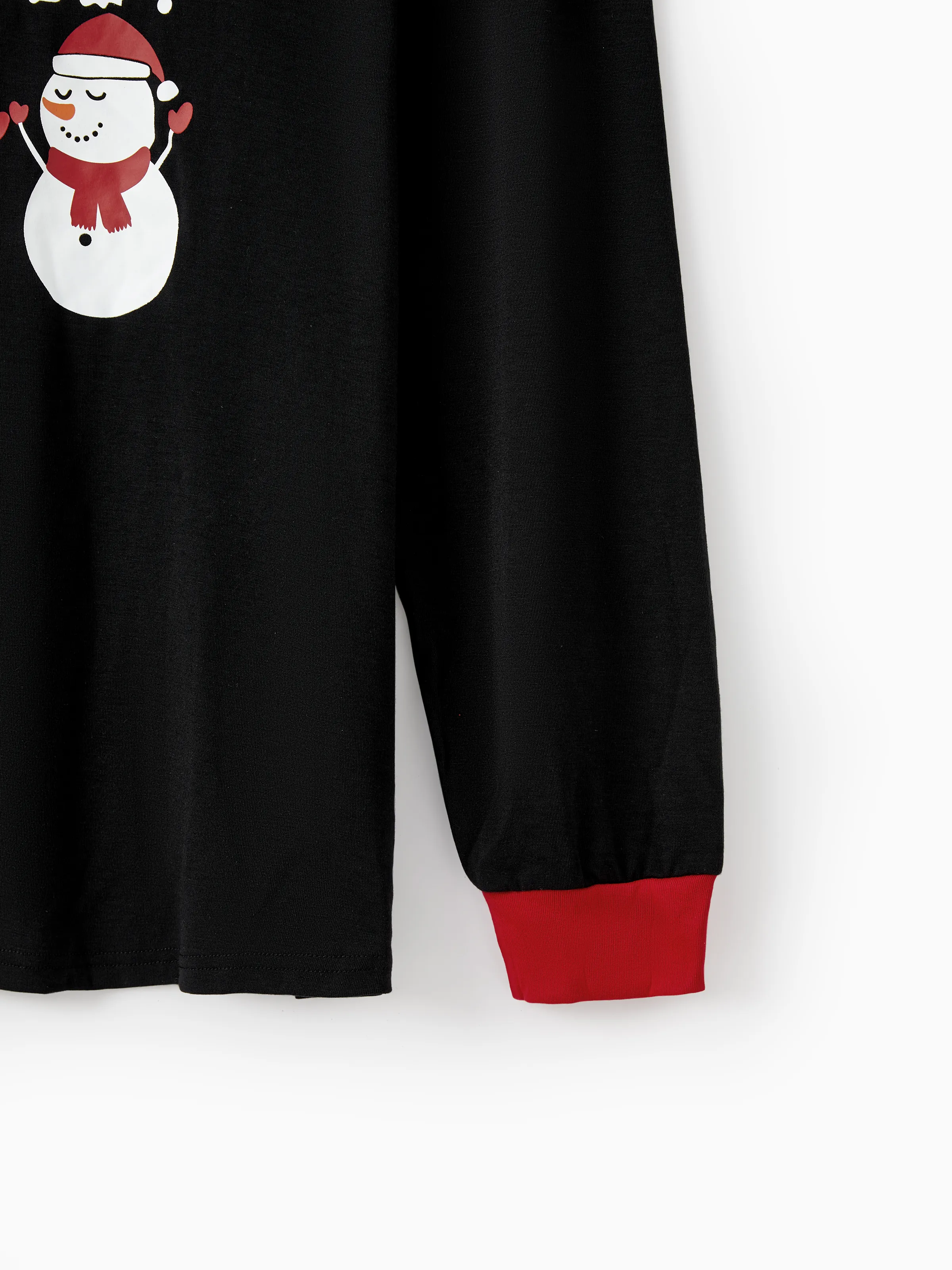 Christmas Family Pajamas Set Snowman Print Long-sleeve PJS with Christmas Socks Black - XNAUWBI