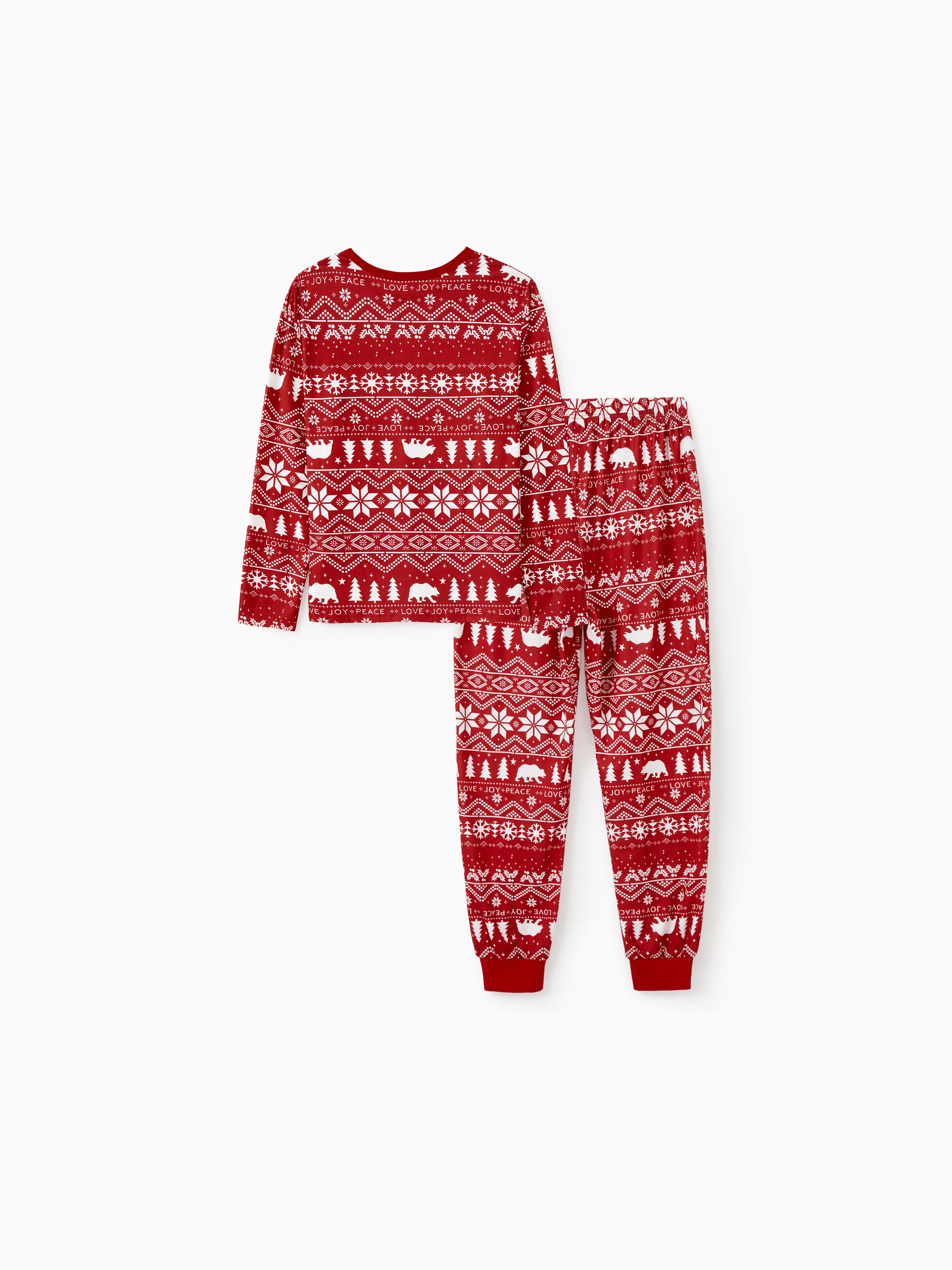 Traditional Christmas Print Family Matching Pajamas Sets with Christmas Socks Red - XNAUWBI
