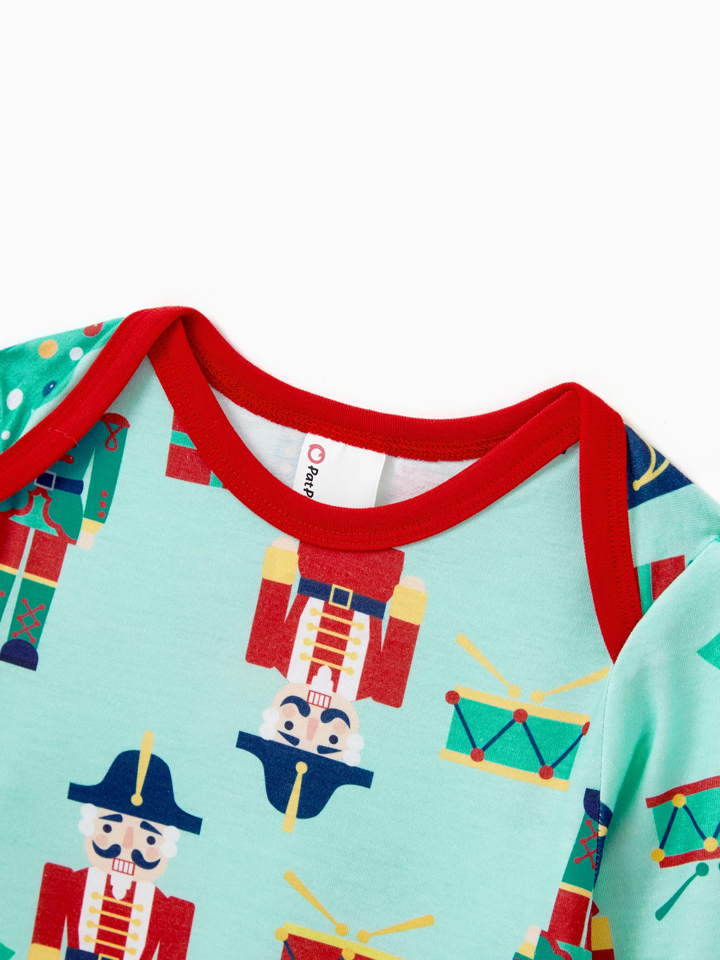 Christmas Matching Family Pajamas Set Soldier and Christmas Tree Print PJS with Christmas Socks Pale Green - XNAUWBI