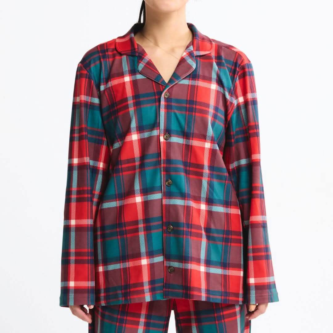 Human Pajama Top - Green and Red Plaid - XNAUWBI