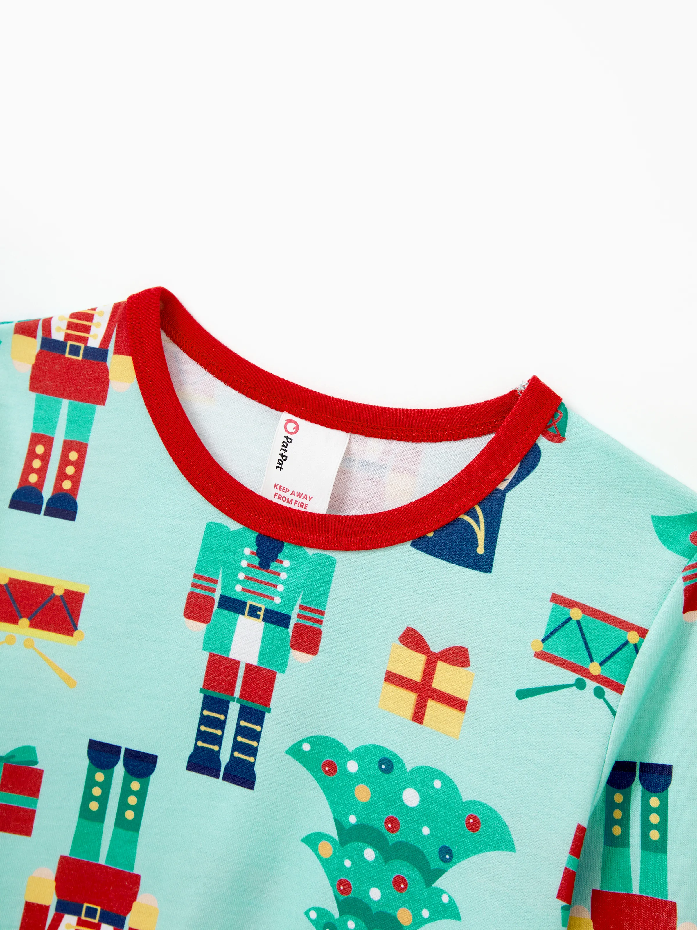 Christmas Matching Family Pajamas Set Soldier and Christmas Tree Print PJS with Christmas Socks Pale Green - XNAUWBI