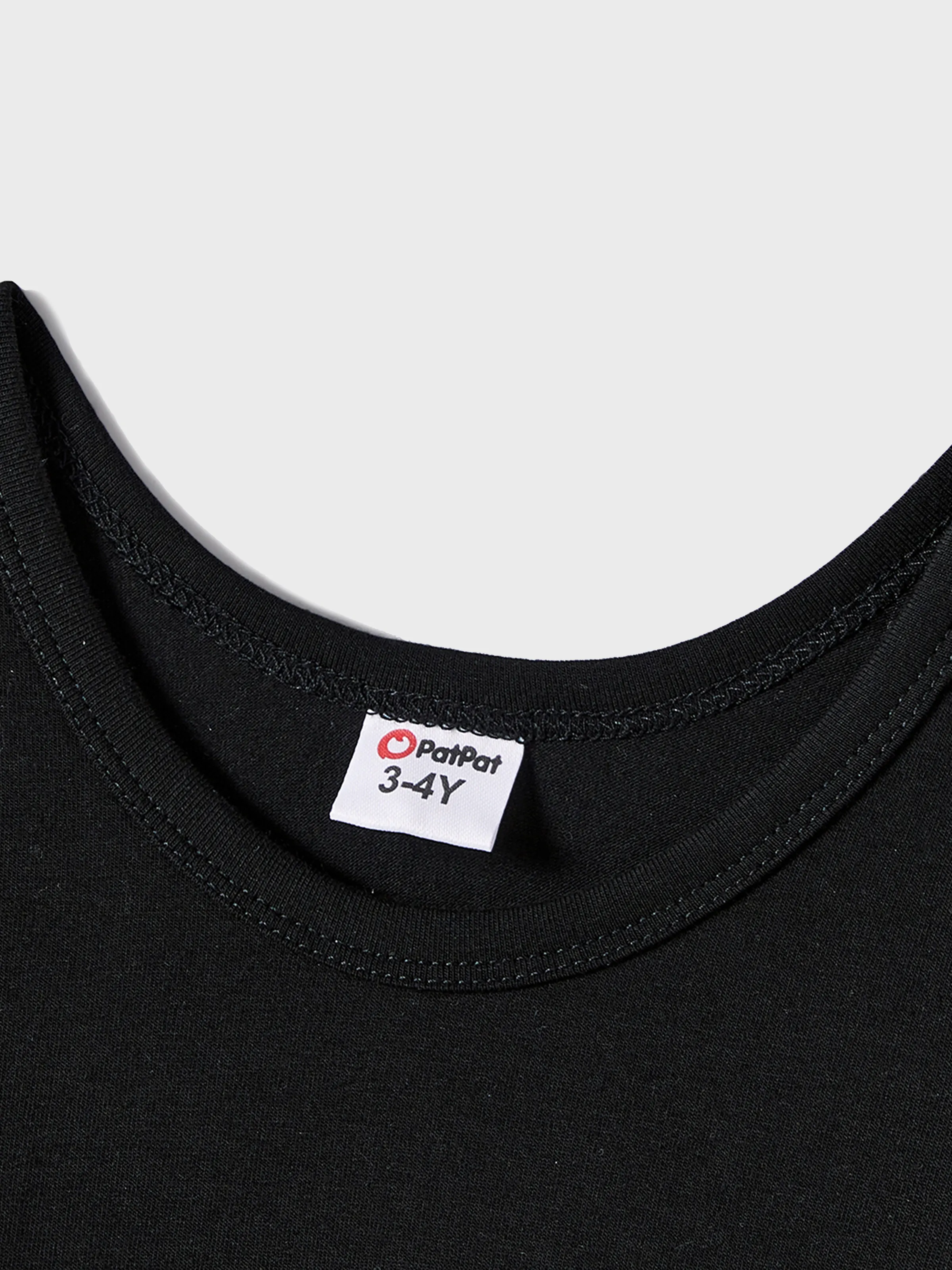 Family Matching Black-Almond Mesh Skirt and Classic Round Neck Long Sleeve Tops Sets Black - XNAUWBI