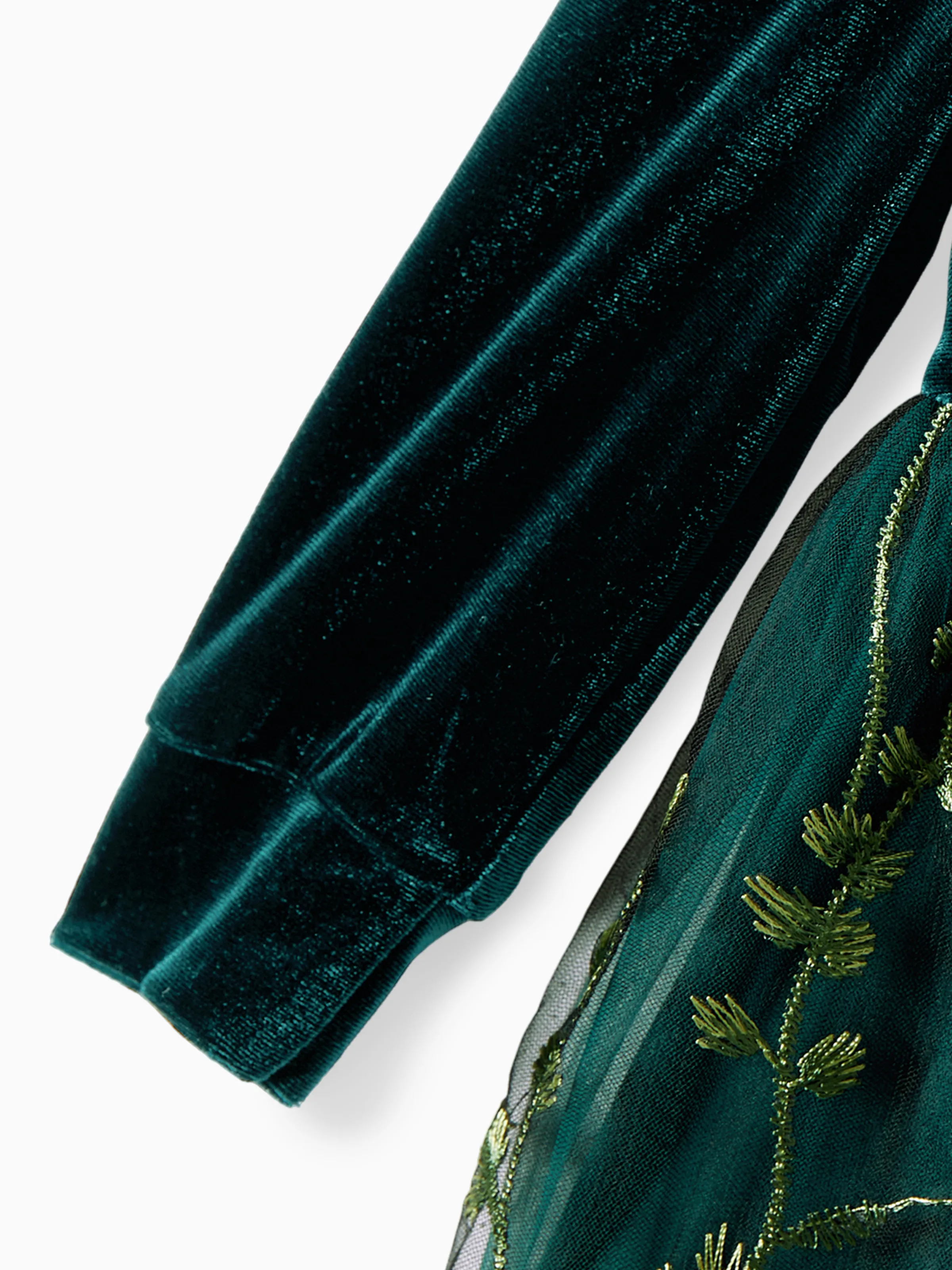 Mommy and Me Casual Dresses - Big Flower Print, Medium Thickness, Short Sleeve, Opaque, Regular Fit Dark Green - XNAUWBI