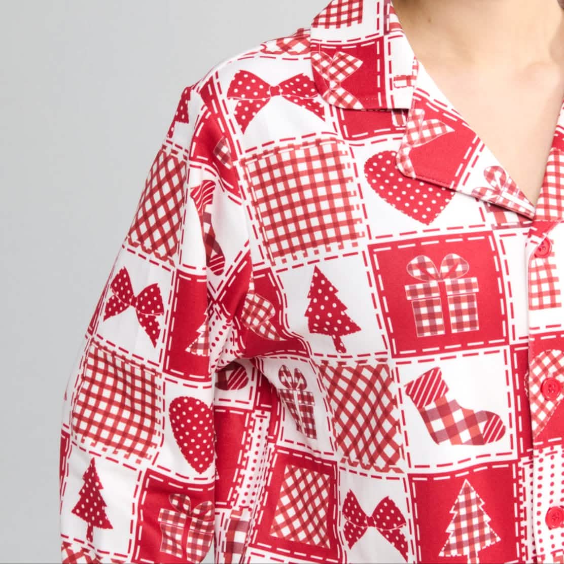Human Pajama Top - Festive Patchwork - XNAUWBI