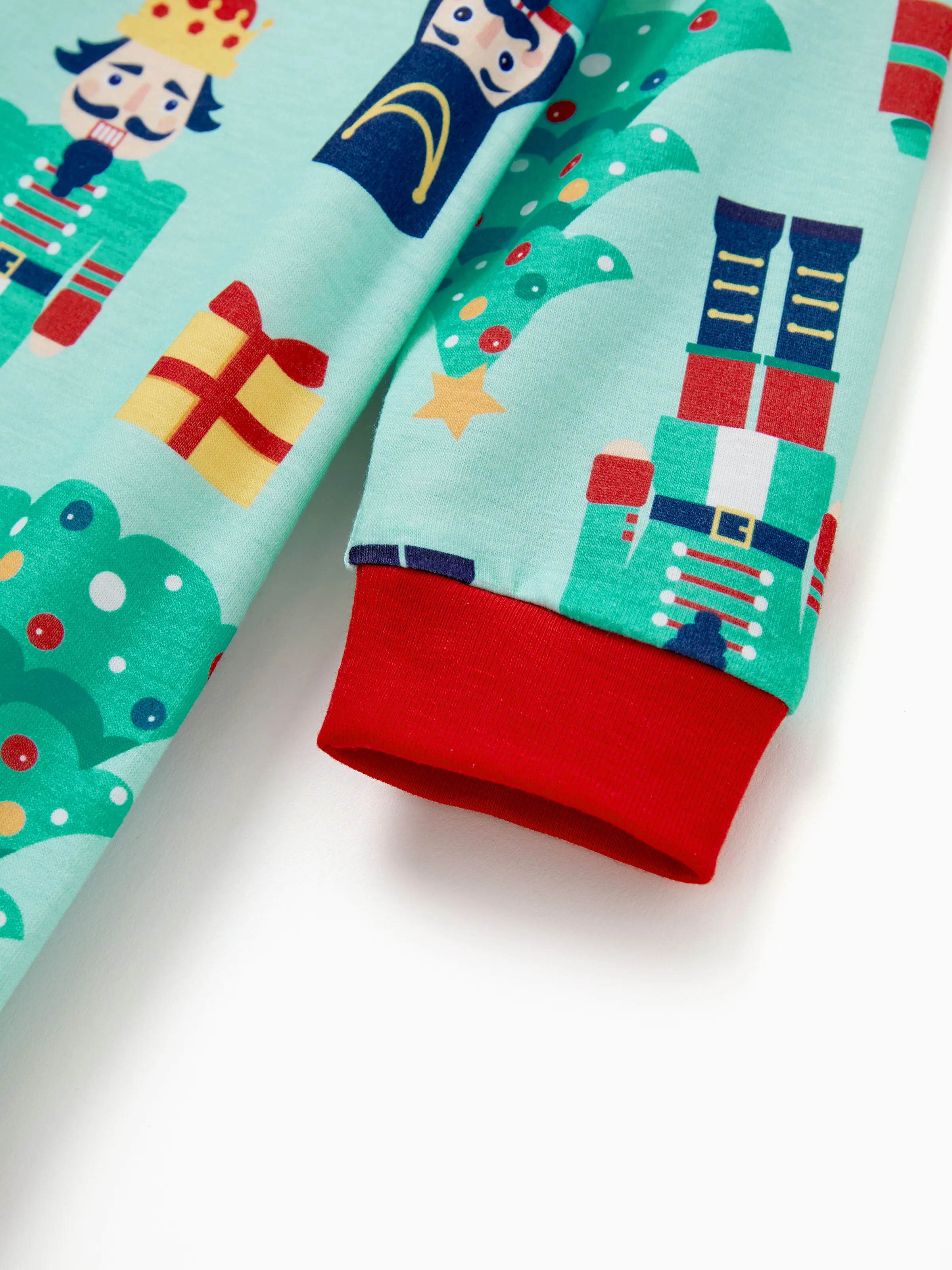 Christmas Matching Family Pajamas Set Soldier and Christmas Tree Print PJS with Christmas Socks Pale Green - XNAUWBI