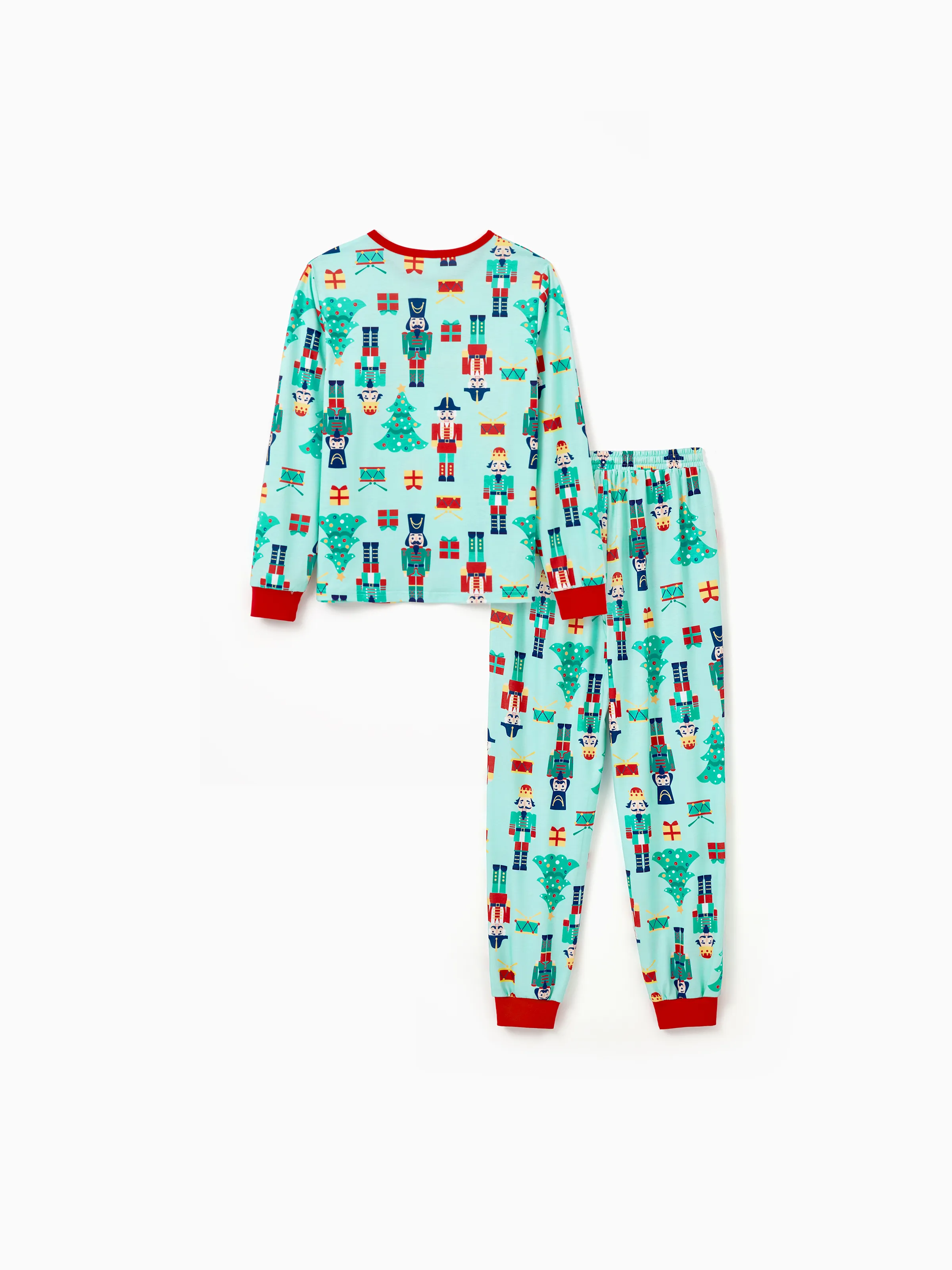 Christmas Matching Family Pajamas Set Soldier and Christmas Tree Print PJS with Christmas Socks Pale Green - XNAUWBI
