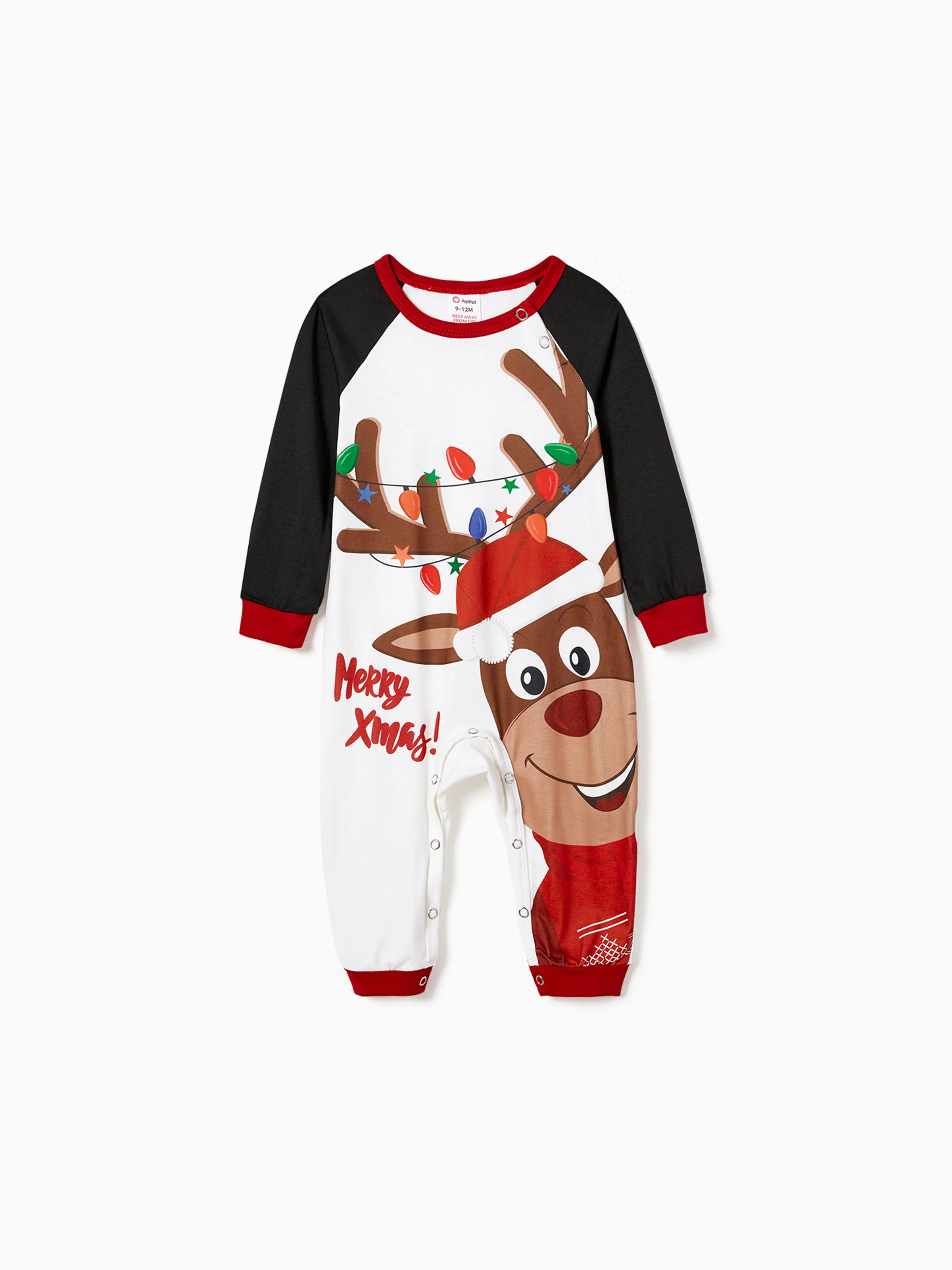 Christmas Reindeer Print Family Matching Pajamas Sets with Christmas Socks Black - XNAUWBI