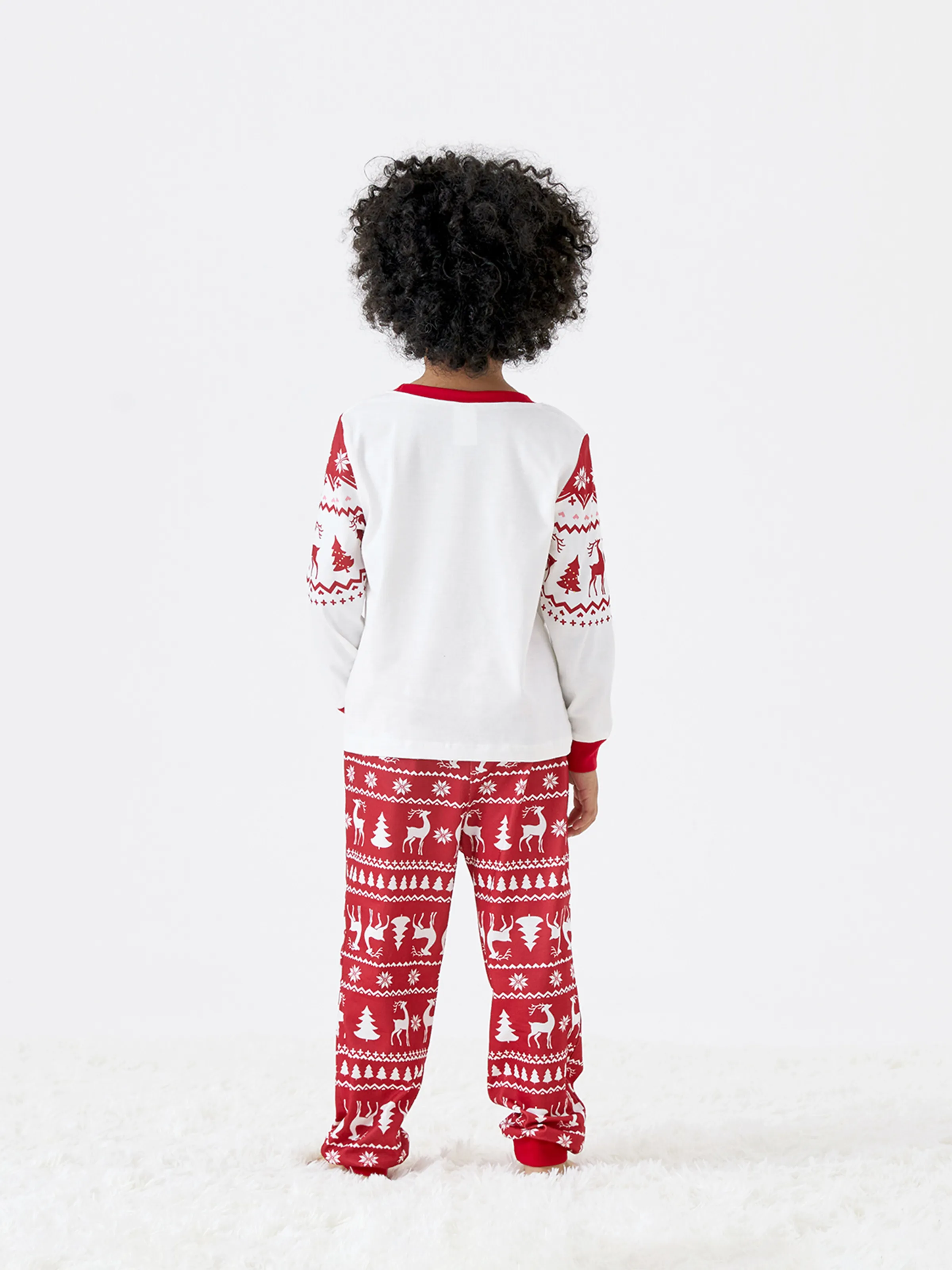 Christmas Reindeer and Snowflake Print Family Matching Pajamas Sets with Christmas Socks Red - XNAUWBI
