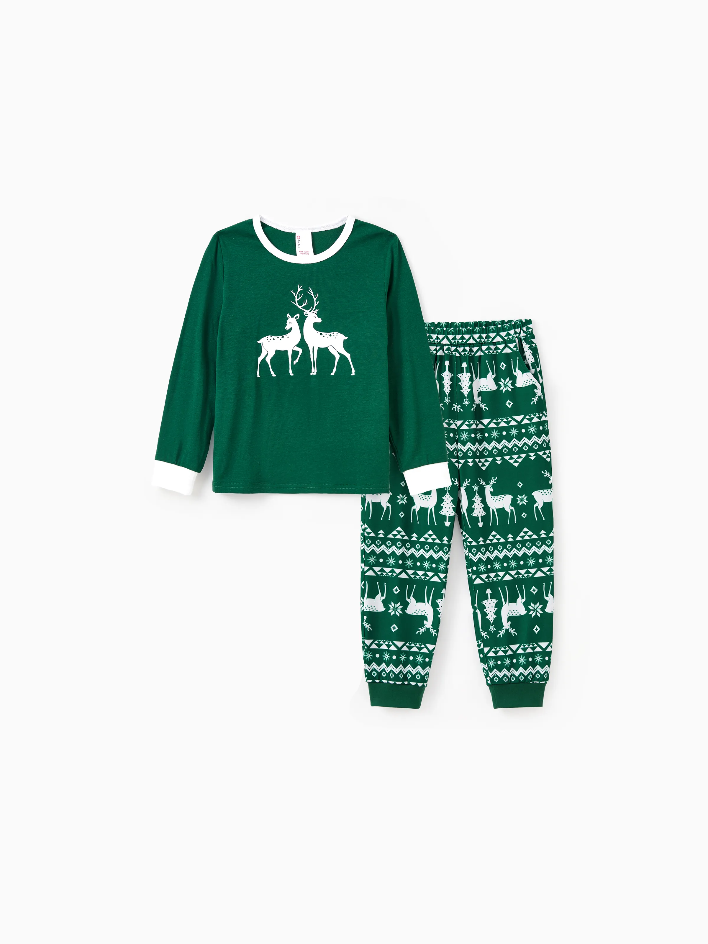 Christmas Family Matching Glow in the Dark Reindeer Tops Allover Pattern Pants Pajamas Sets with Christmas Socks blackishgreen - XNAUWBI