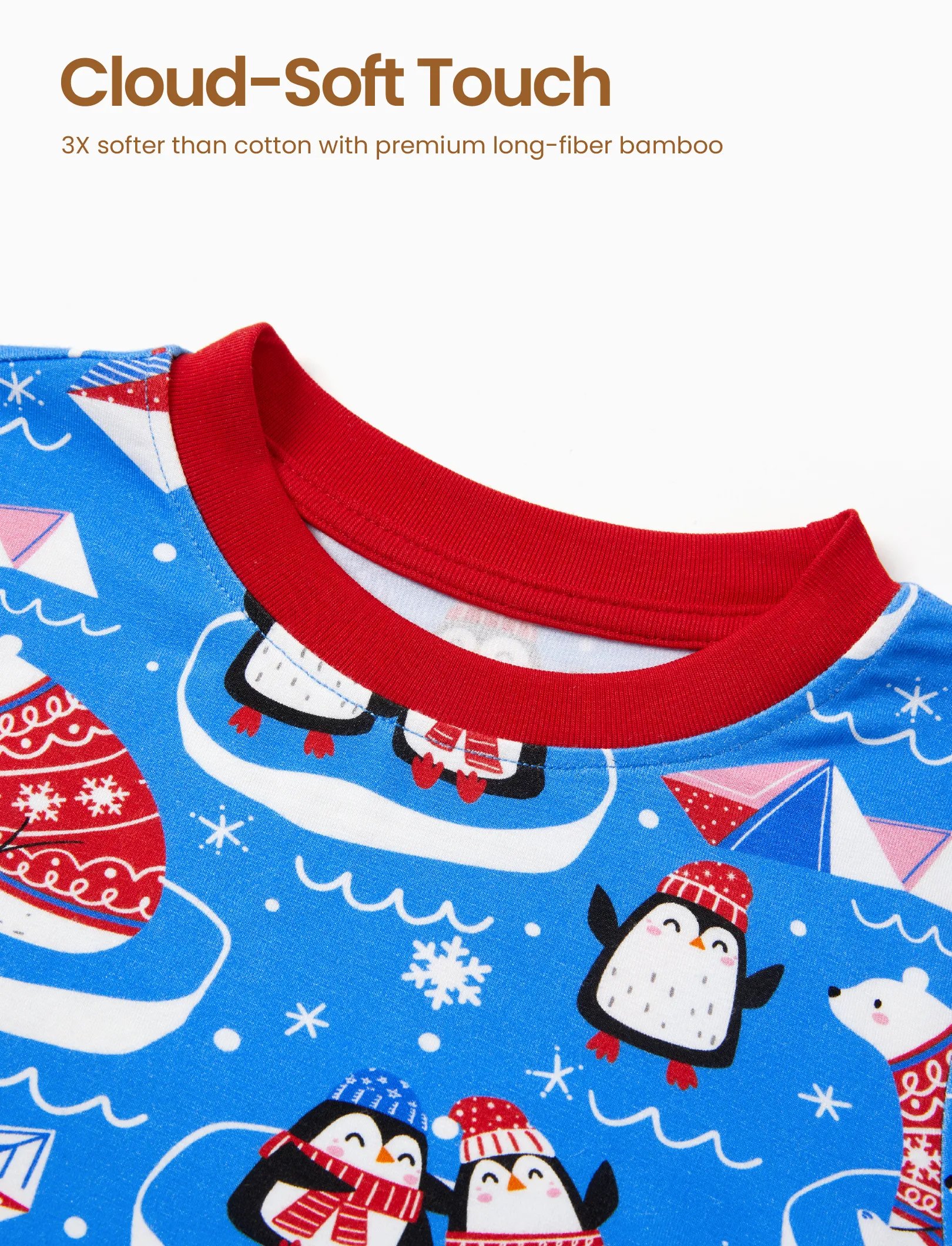 Christmas / Halloween Pajamas 2-piece Bamboo Pajamas Set With Playful Print for Toddler / Kids ( Snug-Fitting) Light Blue - XNAUWBI