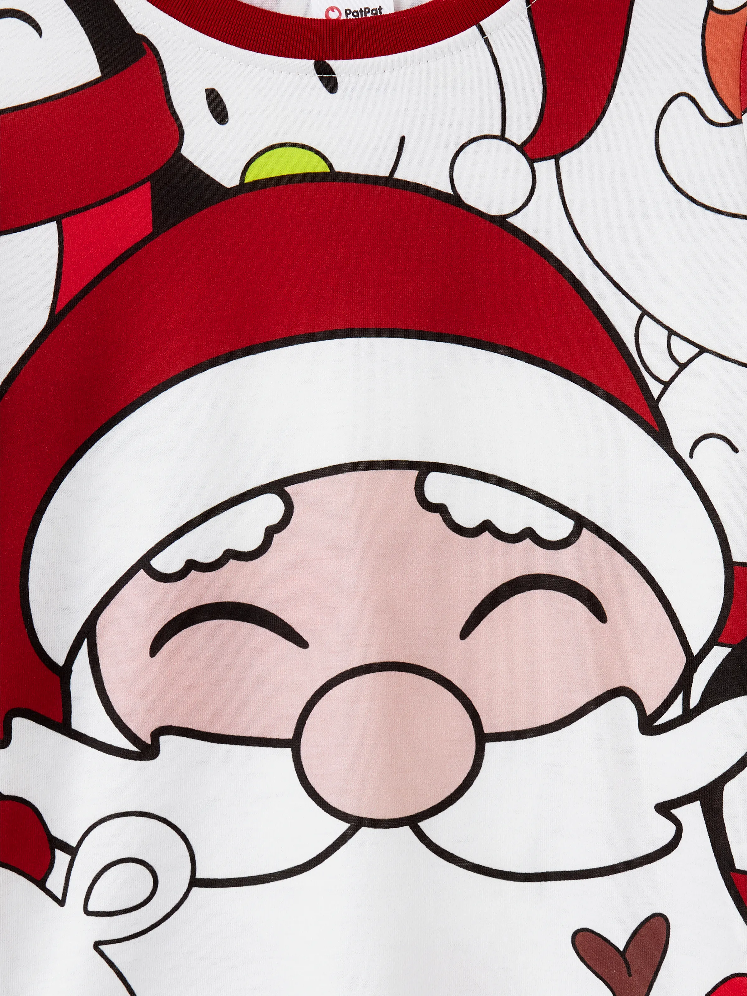 Christmas Santa and Snowman Print Family Matching Short-sleeve Tops and Shorts Pajamas Sets White - XNAUWBI