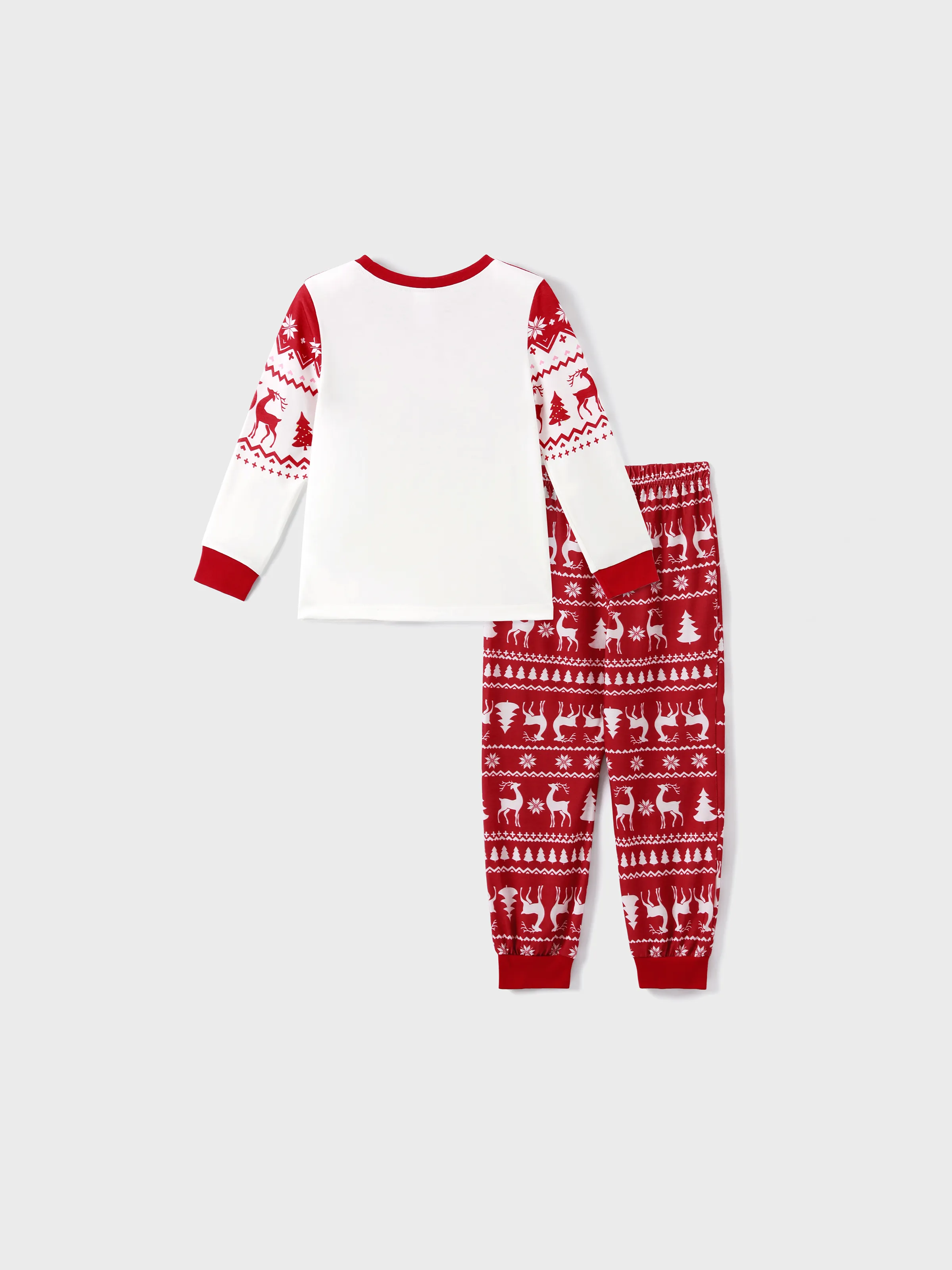 Christmas Reindeer and Snowflake Print Family Matching Pajamas Sets with Christmas Socks Red - XNAUWBI