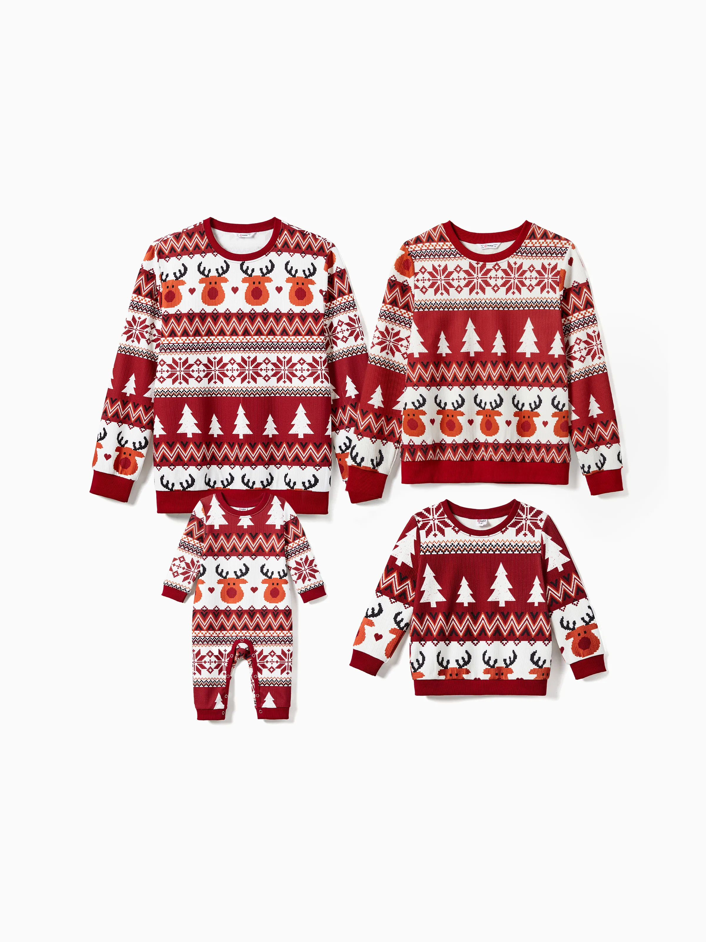 Christmas Family Matching Festival Theme All-over Print Long Sleeve Tops Burgundy - XNAUWBI