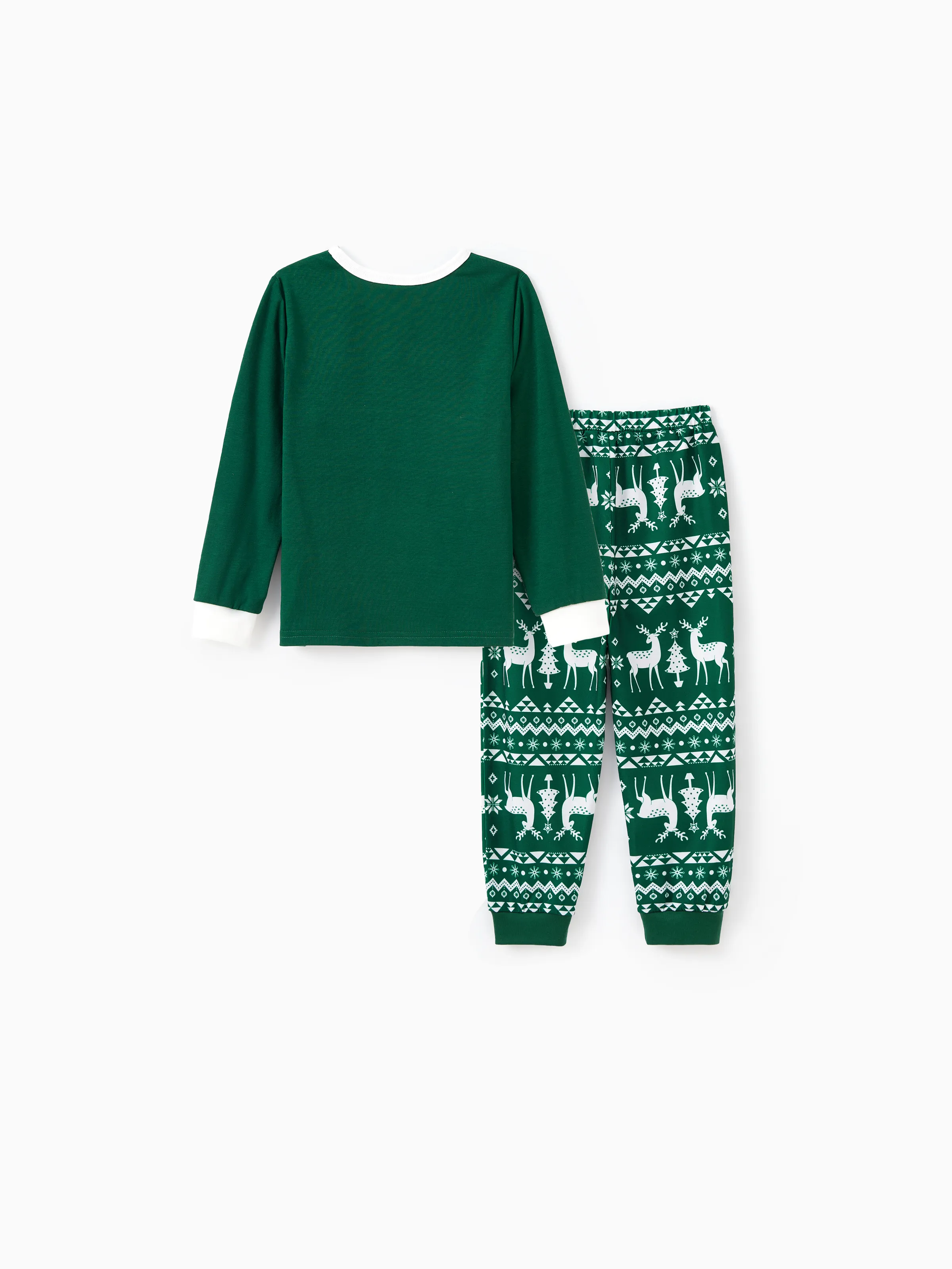 Christmas Family Matching Glow in the Dark Reindeer Tops Allover Pattern Pants Pajamas Sets with Christmas Socks blackishgreen - XNAUWBI