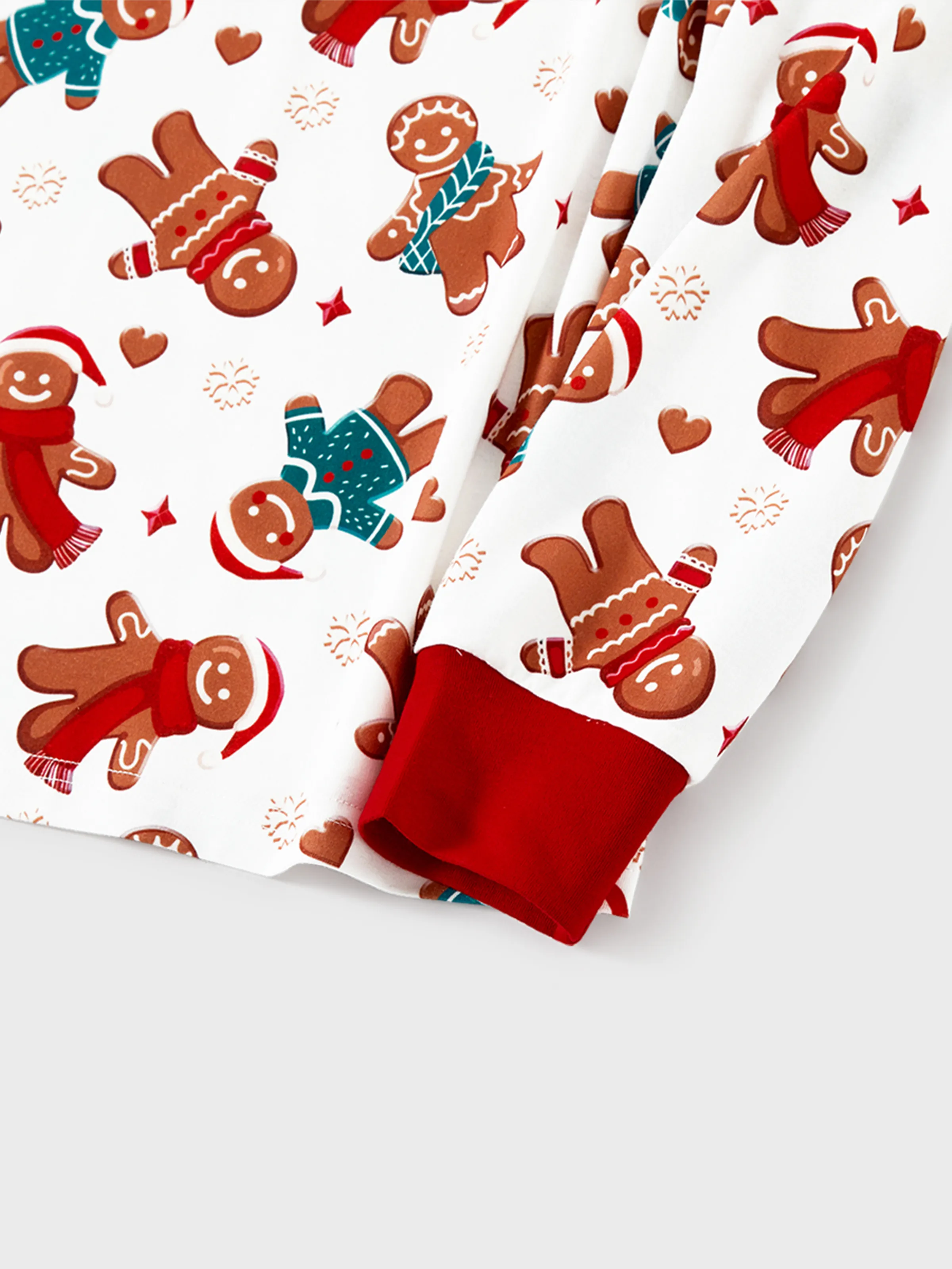 Christmas Family Matching Cartoon Gingerbread Man Allover Print Pajamas Sets with Christmas Socks White - XNAUWBI