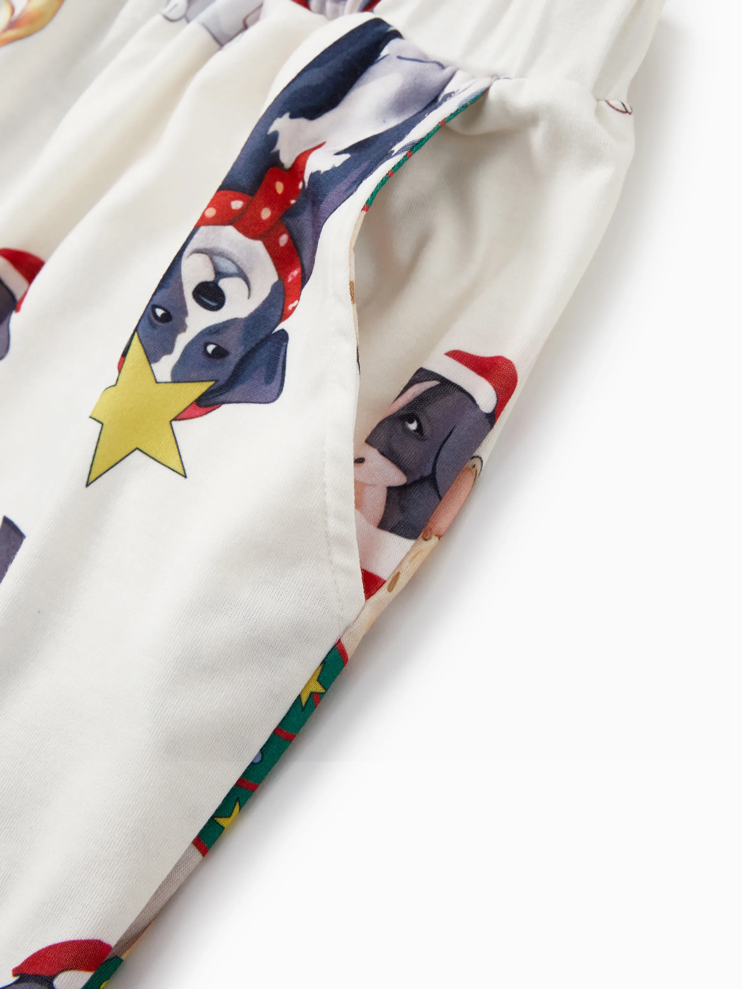 Christmas Pajamas Family Matching Cute Xmas Dog Collared Pajamas Sets with Christmas Socks LightApricot - XNAUWBI