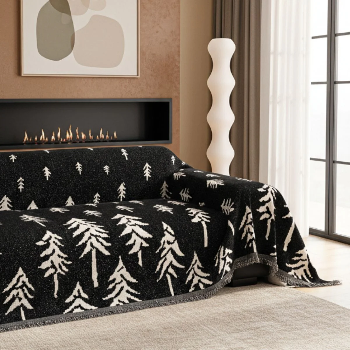 Pet Couch Cover - Pine Trees Black - XNAUWBI