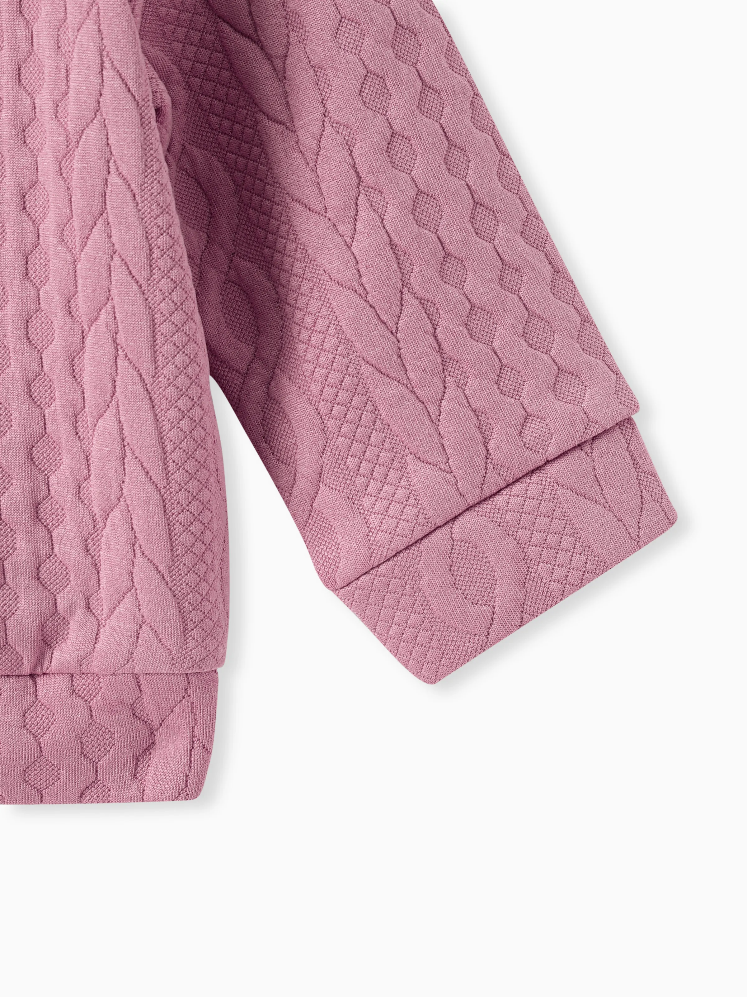 Baby Girl Clothes 2pcs Solid Knitted Sweatshirt and Pants Set Pink - XNAUWBI