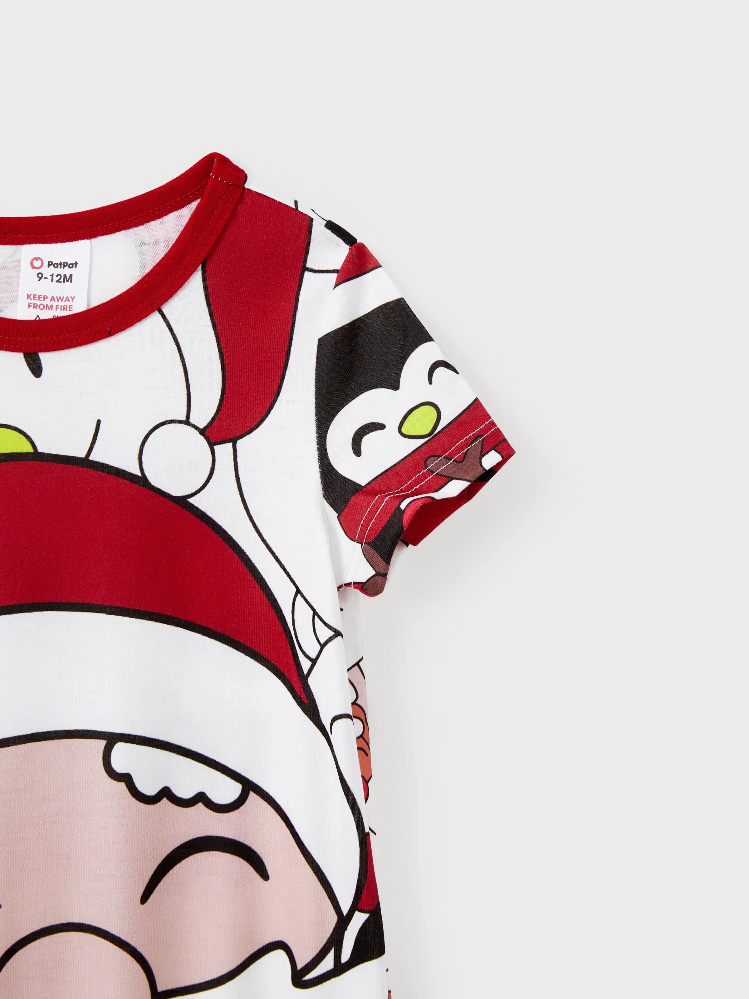 Christmas Santa and Snowman Print Family Matching Short-sleeve Tops and Shorts Pajamas Sets White - XNAUWBI