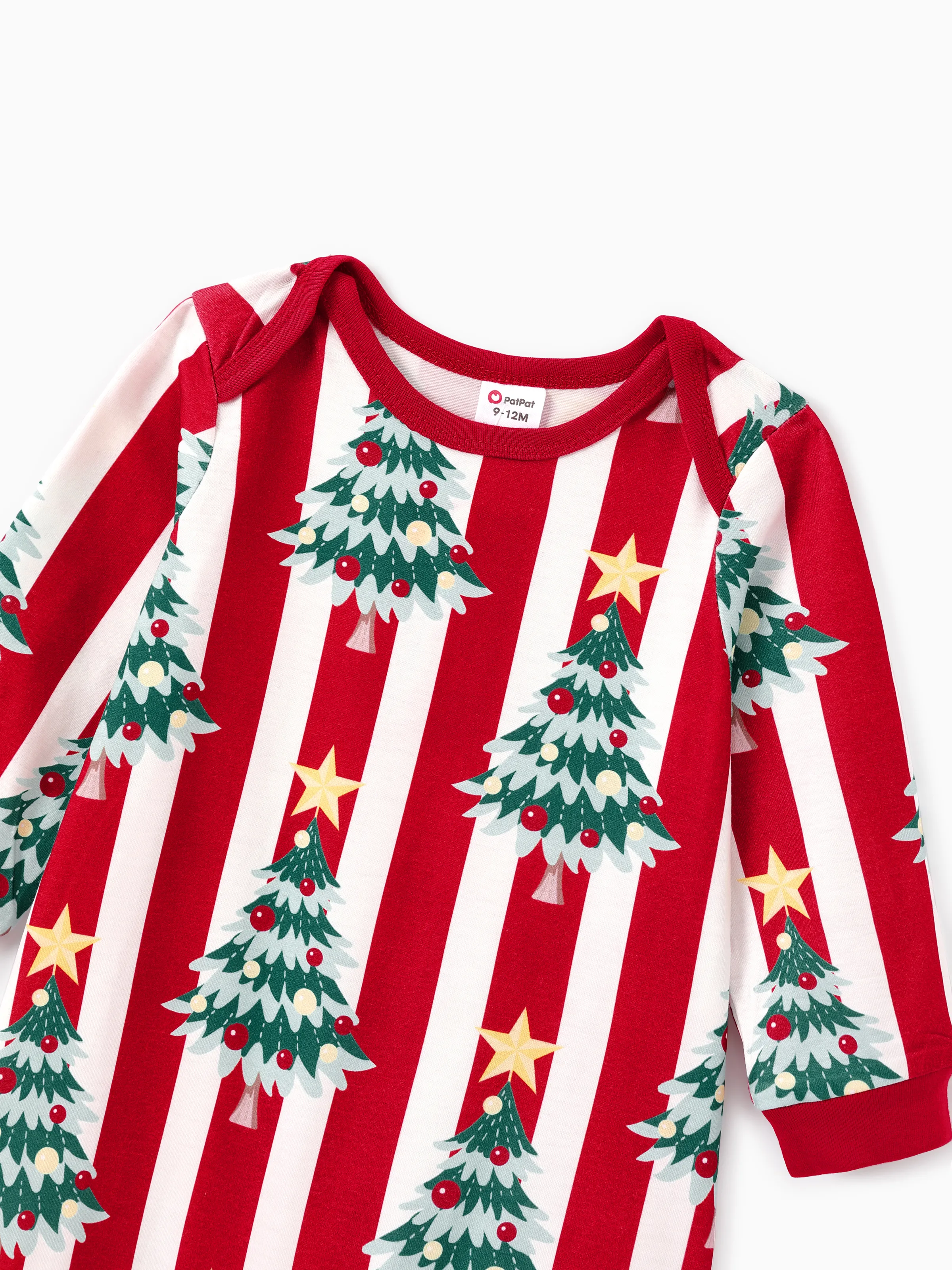 Christmas Family Matching Trees Print Stripes Long-sleeve Pajamas Sets with Christmas Socks Red - XNAUWBI