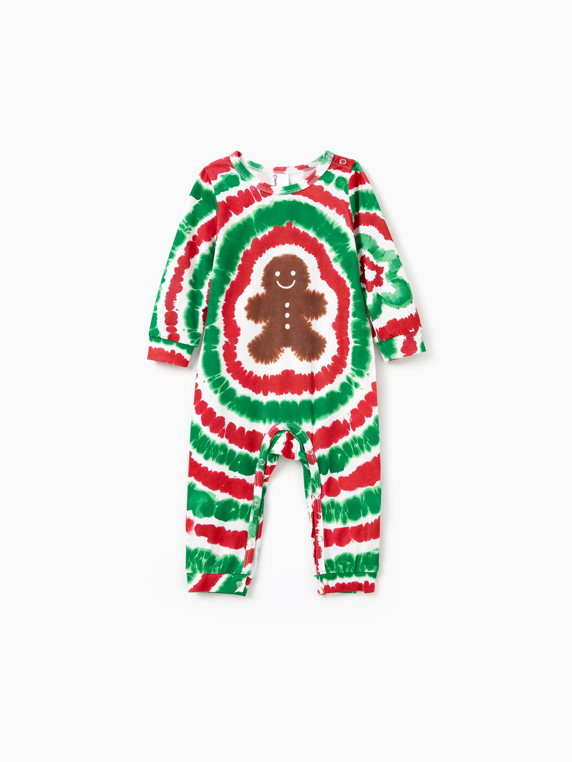 Christmas Family Red&Green Tie-Dye Gingerbread Man Pajamas Sets with Christmas Socks MultiColour - XNAUWBI